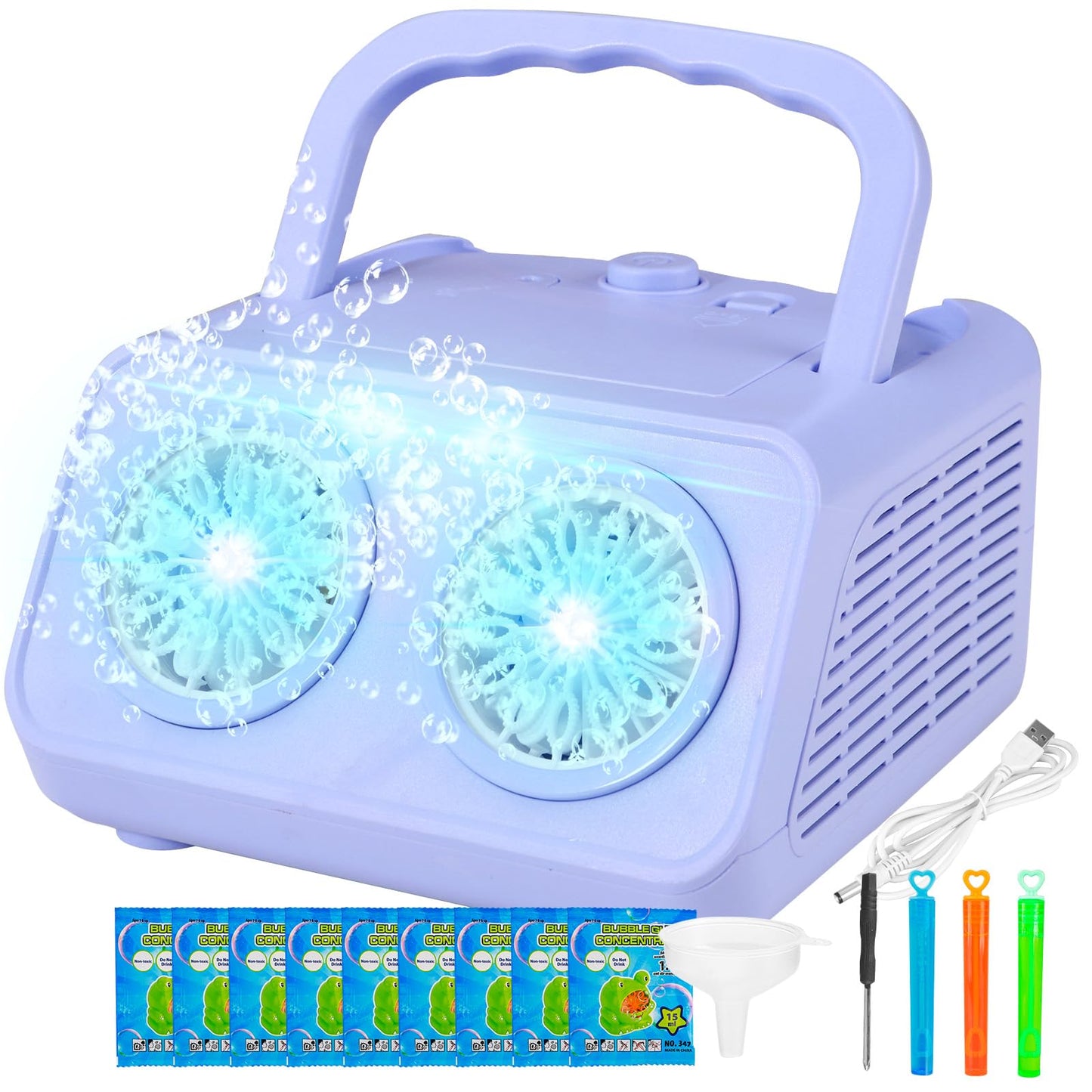 SHCKE Automatic Bubble Machine – 20000+ Bubbles/Min, Portable with 2 Fans