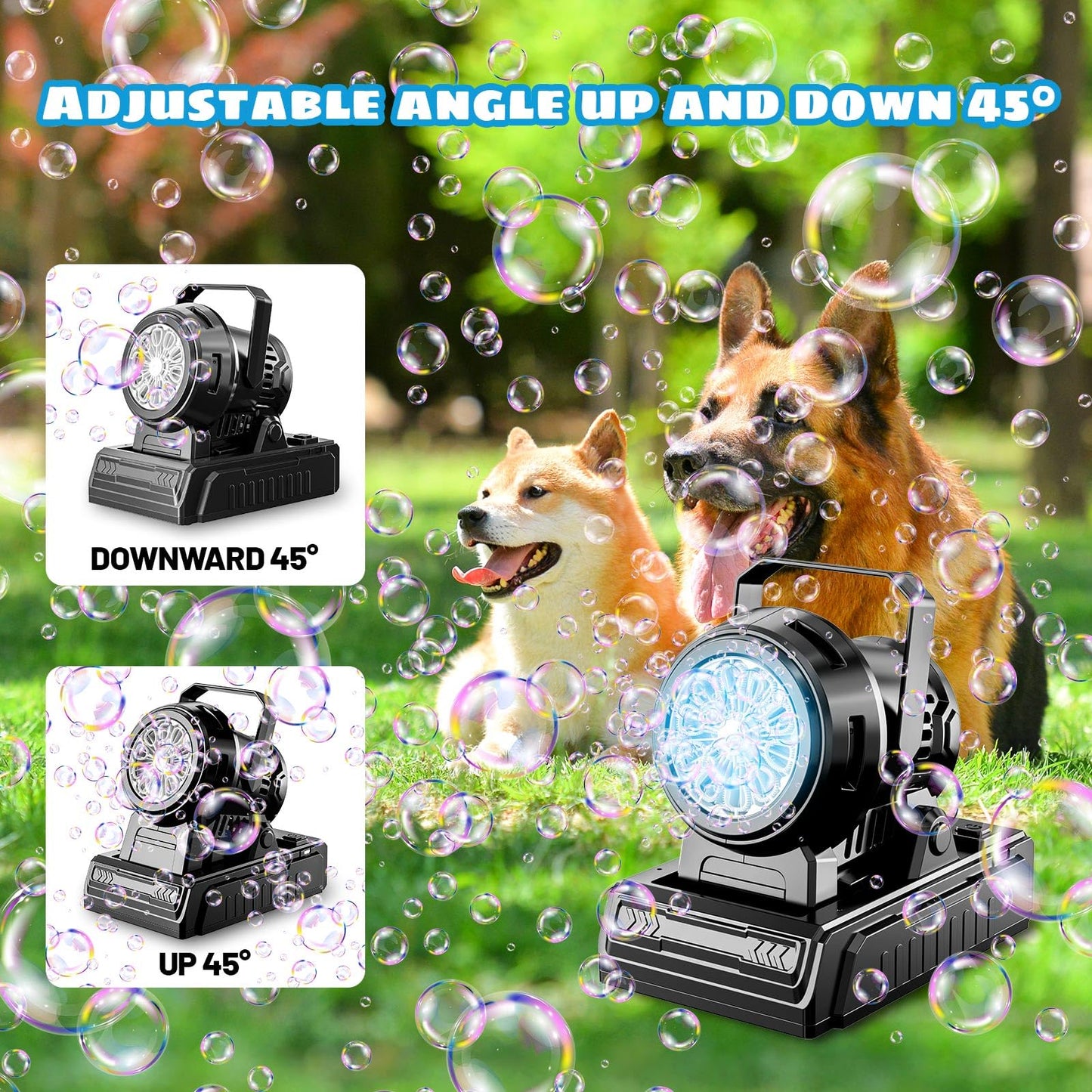 SHCKE Automatic Bubble Machine 10 Holes – Dual-Power Portable Bubble Blower