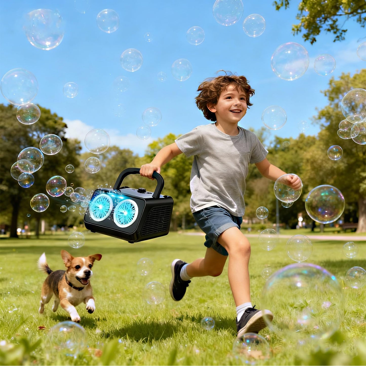 SHCKE Automatic Bubble Machine – 20,000+ Bubbles/Min, 2 Fans, Portable or Plug-In