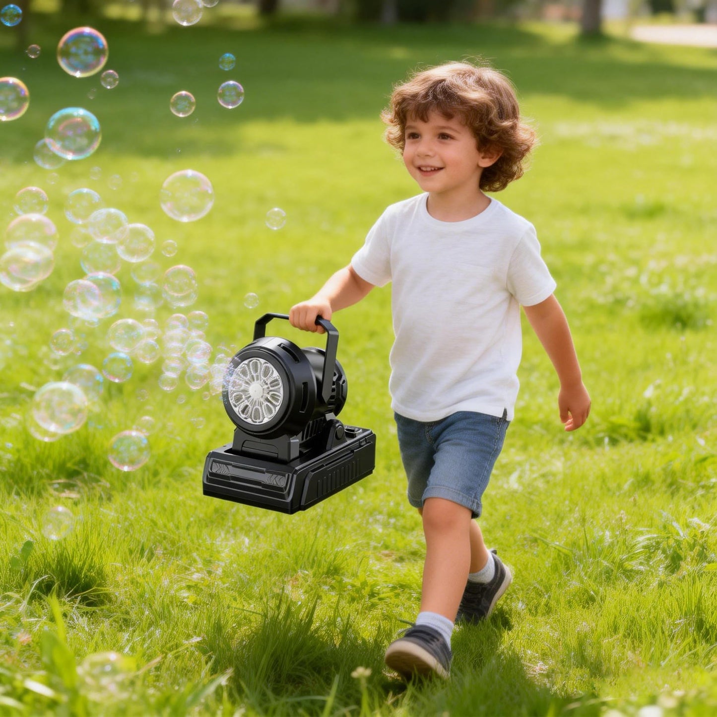 SHCKE Automatic Bubble Machine 10 Holes – Dual-Power Portable Bubble Blower