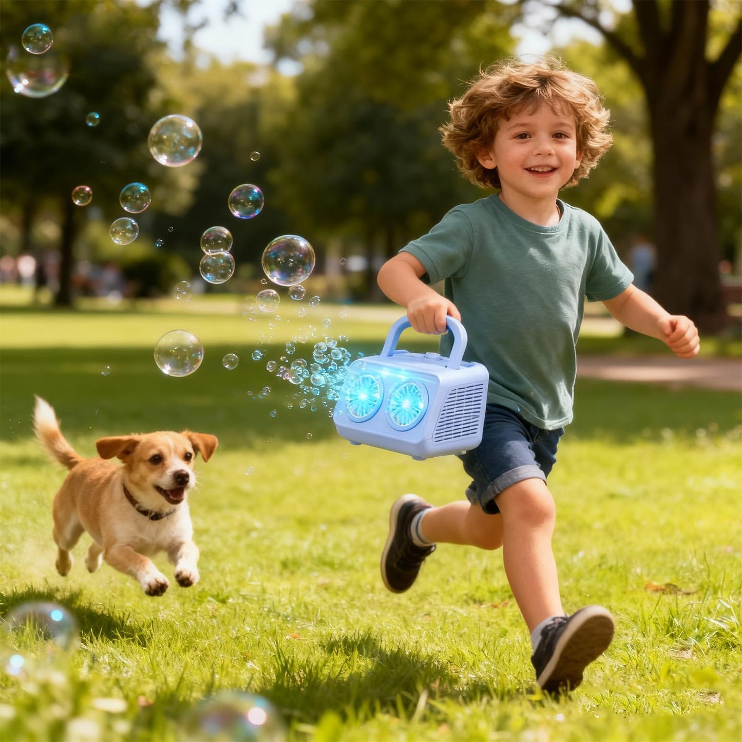 SHCKE Automatic Bubble Machine – 20000+ Bubbles/Min, Portable with 2 Fans