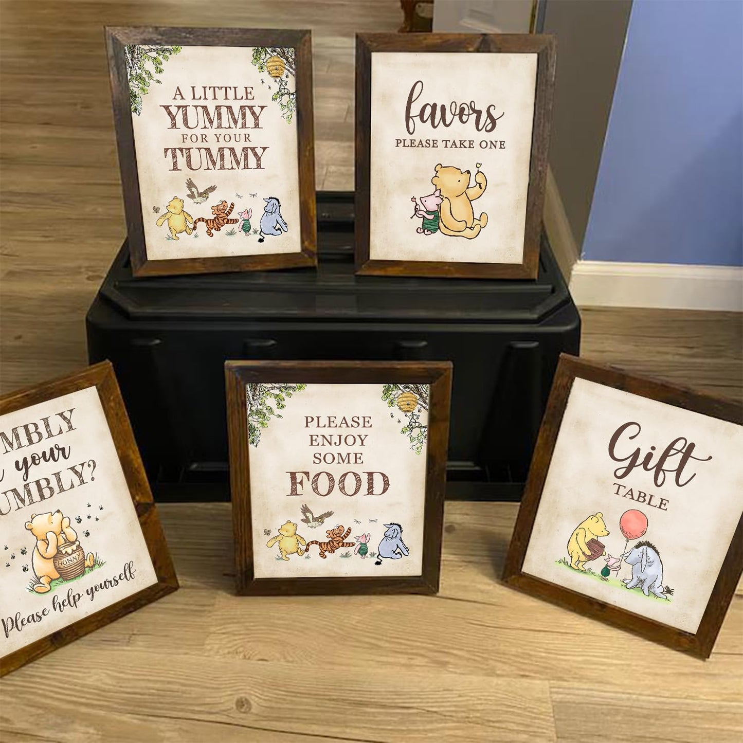 SHELLBOBO Winnie Bear 6-Piece Baby Shower Table Signs | Gender Reveal & Birthday Decor