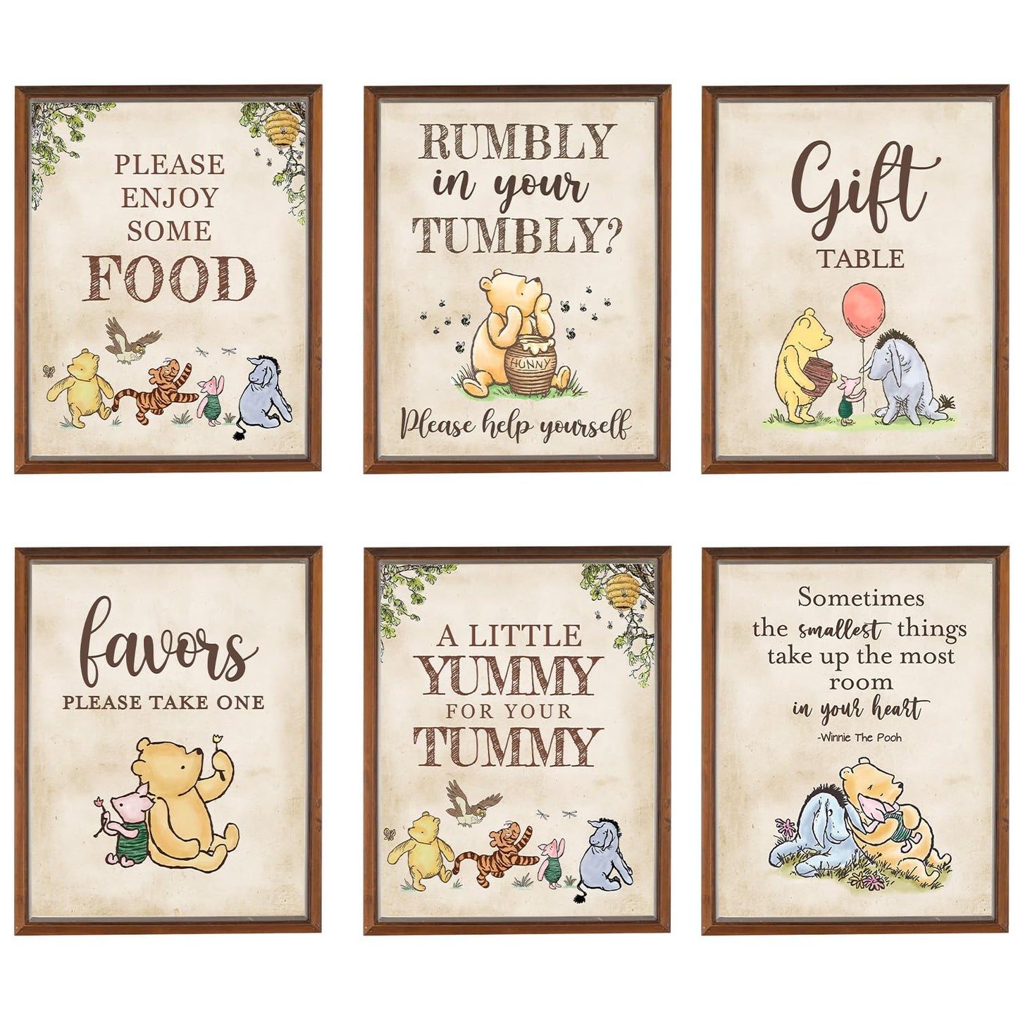 SHELLBOBO Winnie Bear 6-Piece Baby Shower Table Signs | Gender Reveal & Birthday Decor