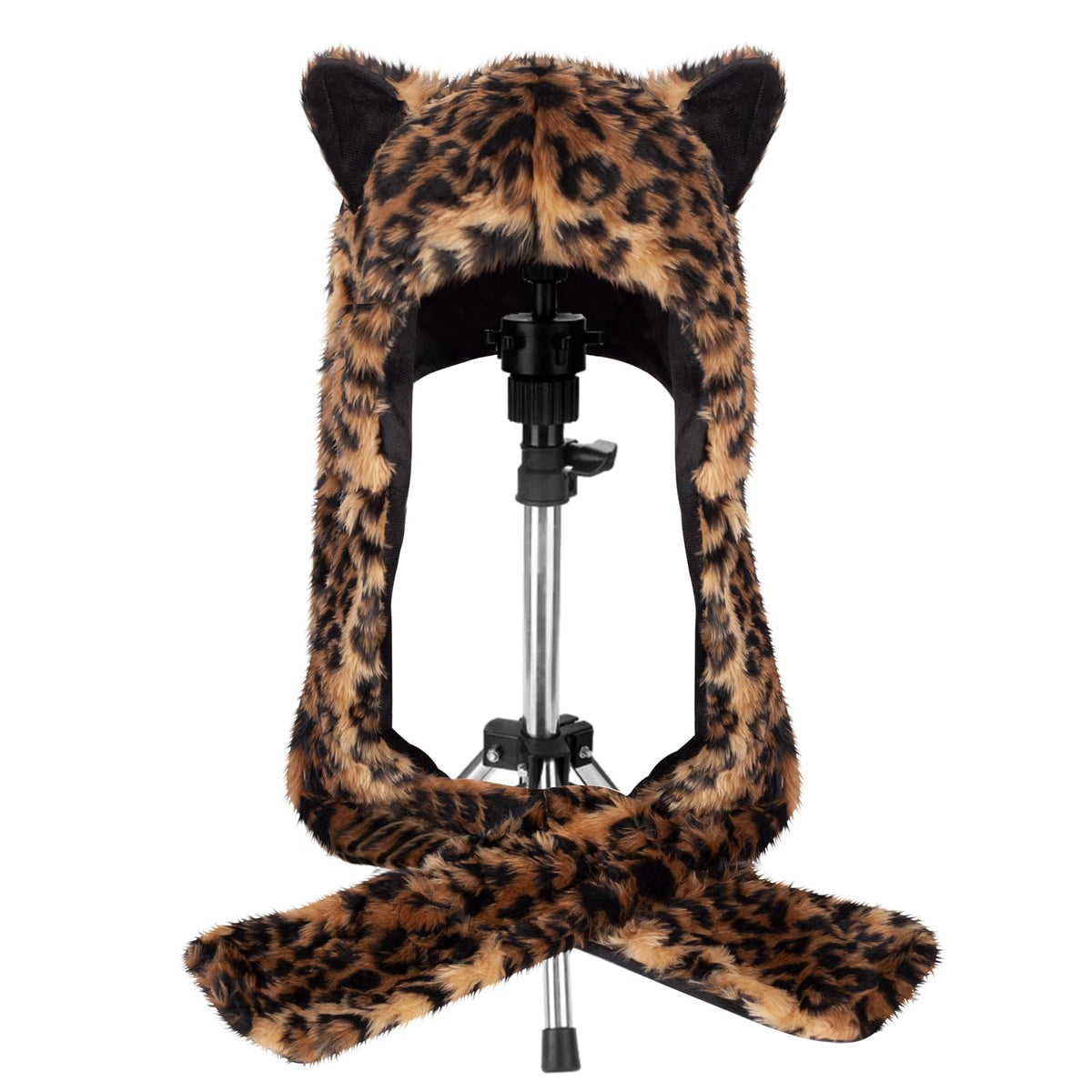ShellKingdom Plush Leopard Hat – 3-in-1 Faux Fur Hood for Winter