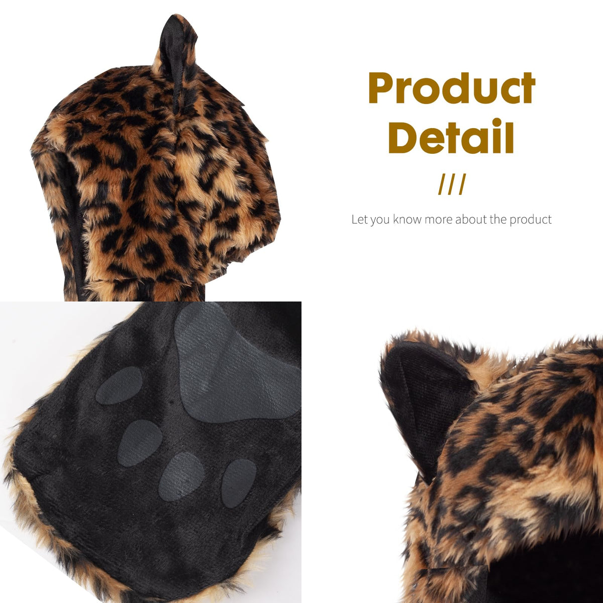 ShellKingdom Plush Leopard Hat – 3-in-1 Faux Fur Hood for Winter