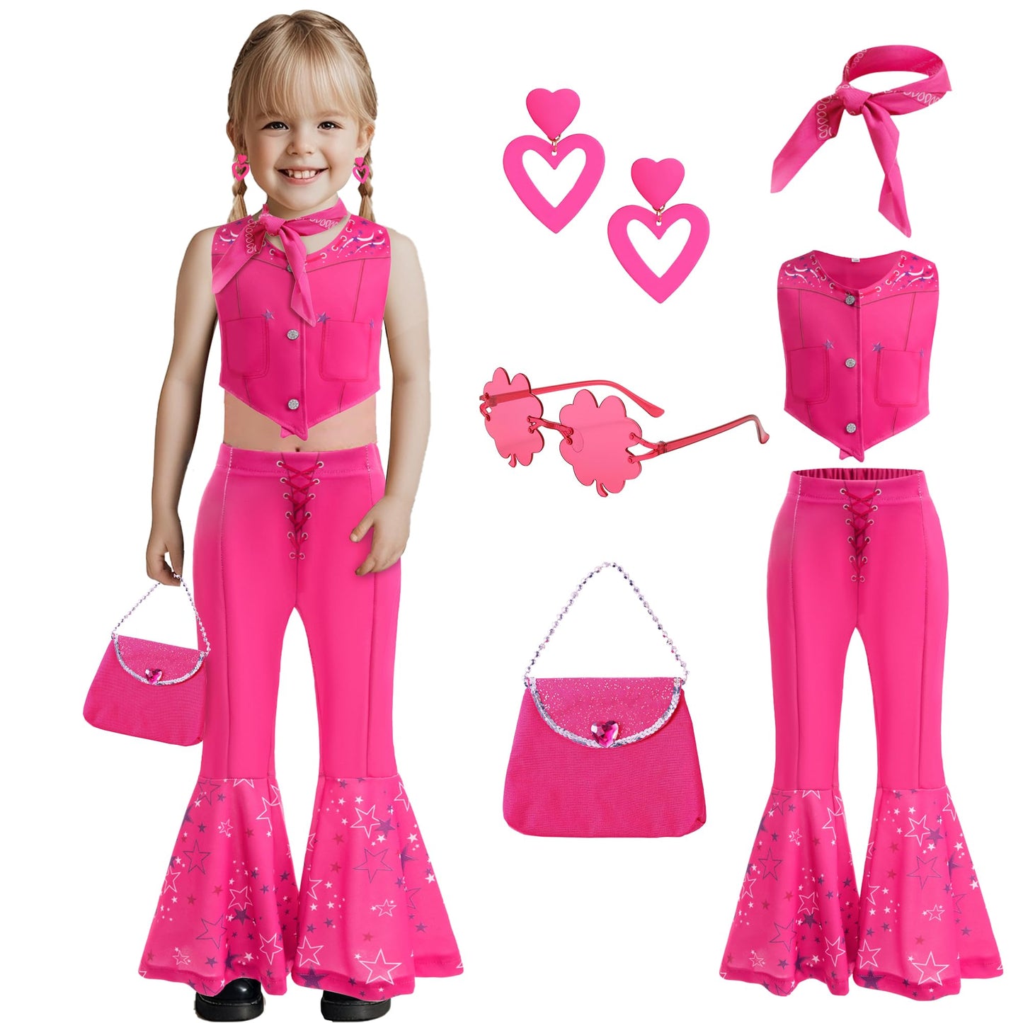 SHELOVESIT Girls Movie Doll Costume – Rose Outfit for Cosplay, Dress-Up, Halloween (120cm/5T-6T)