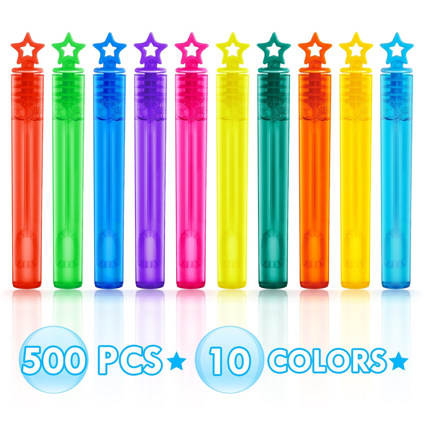 Shemira Bubble Wand – 500 Mini Wands Bulk in 10 Neon Colors