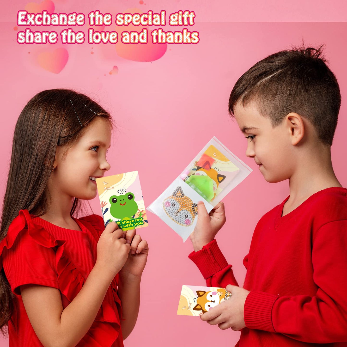 Shemira 24 Pack Valentine’s Cards with 5D Diamond Art Kit for Kids | Classroom Gift & Craft Activity