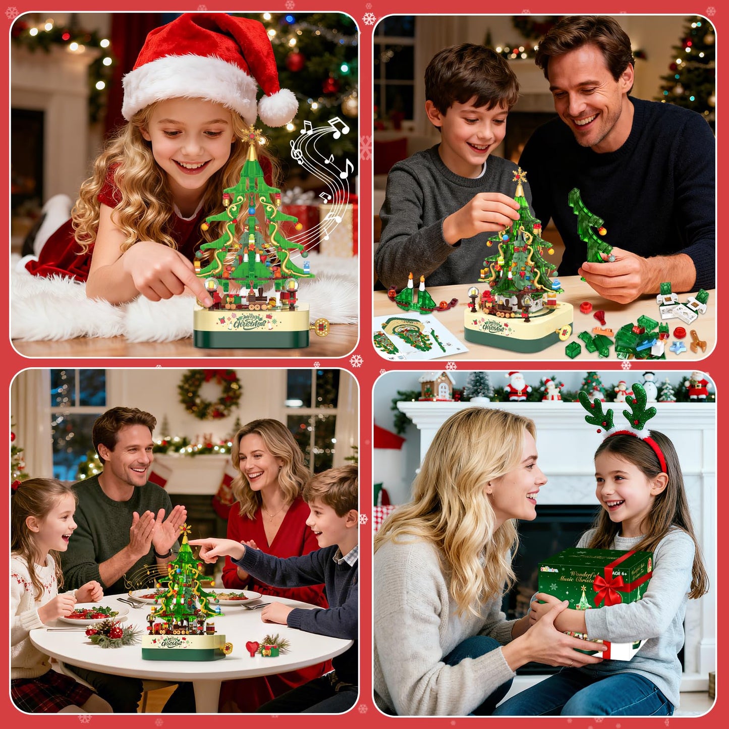 Shemira 594-Piece Christmas Tree Building Block Toy Set | Rotating Music Box
