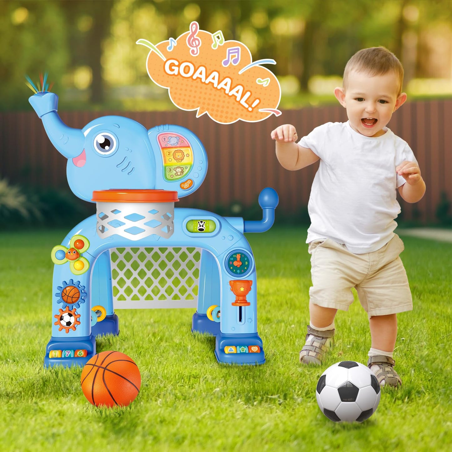 Shemira 2-in-1 Toddler Hoop & Soccer Goal | Lights & Music