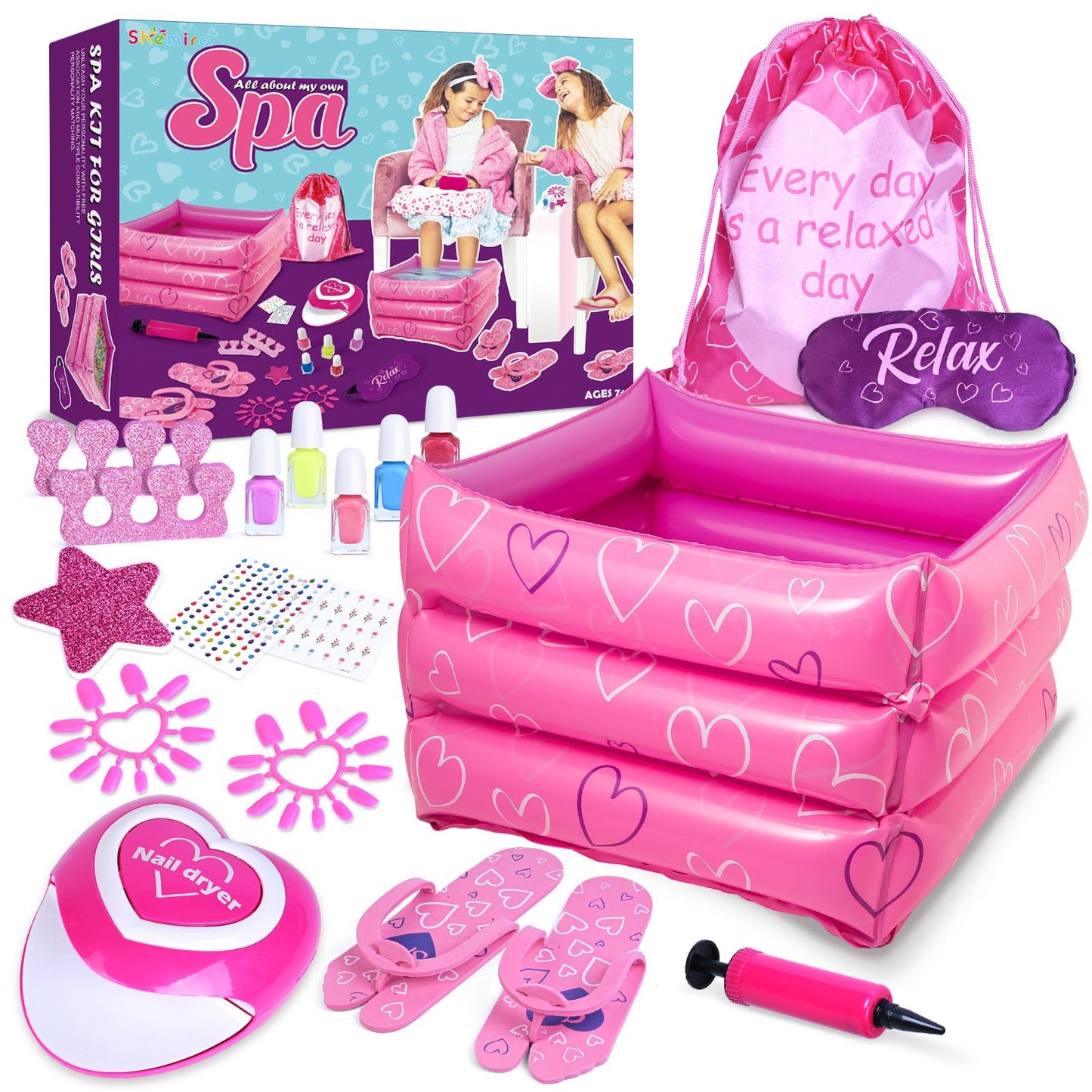 Shemira Gift Set for Girls 7-12 | At-Home Spa Day Kit with Nail Art & Pedicure Tools
