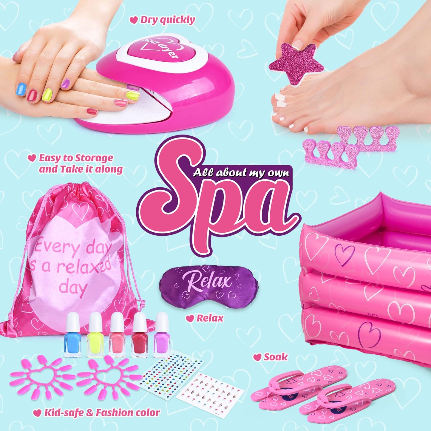 Shemira Gift Set for Girls 7-12 | At-Home Spa Day Kit with Nail Art & Pedicure Tools