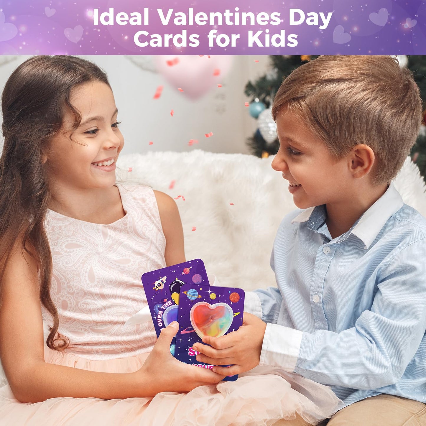 Shemira Kids Valentines Cards with Slime – 28 Pack for Classroom Exchange