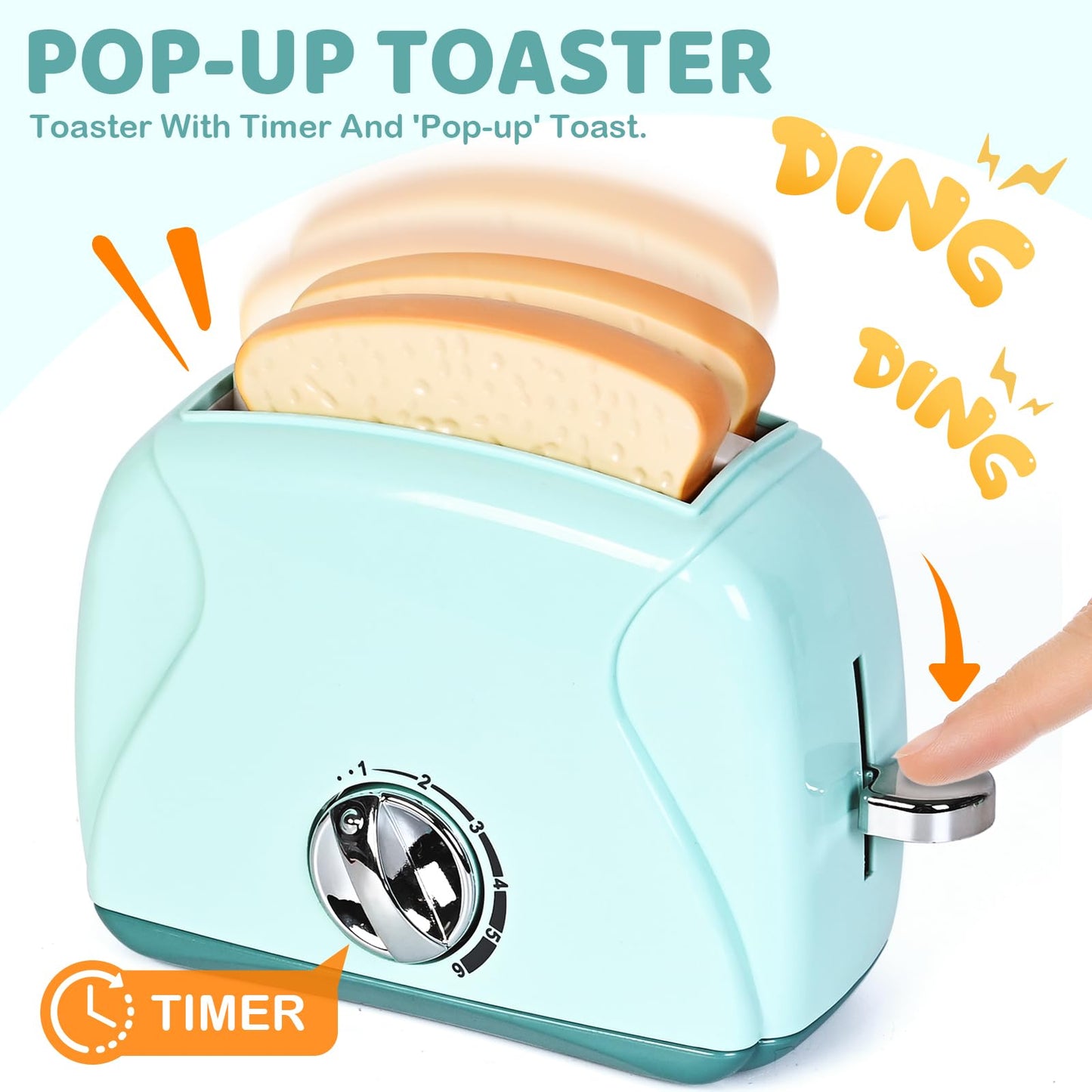 Shemira Play Kitchen Accessories Set – Realistic Coffee Maker, Toaster & More for Kids 3–8