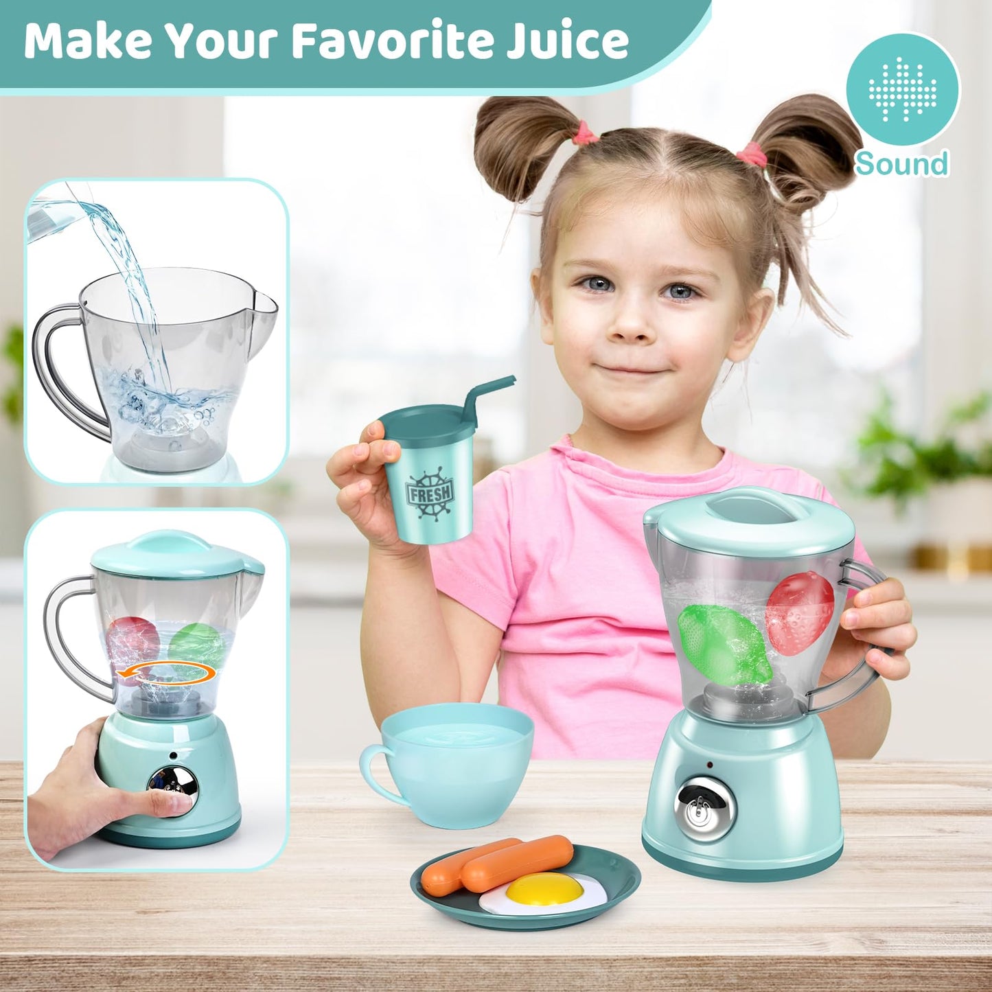 Shemira Play Kitchen Accessories Set – Realistic Coffee Maker, Toaster & More for Kids 3–8