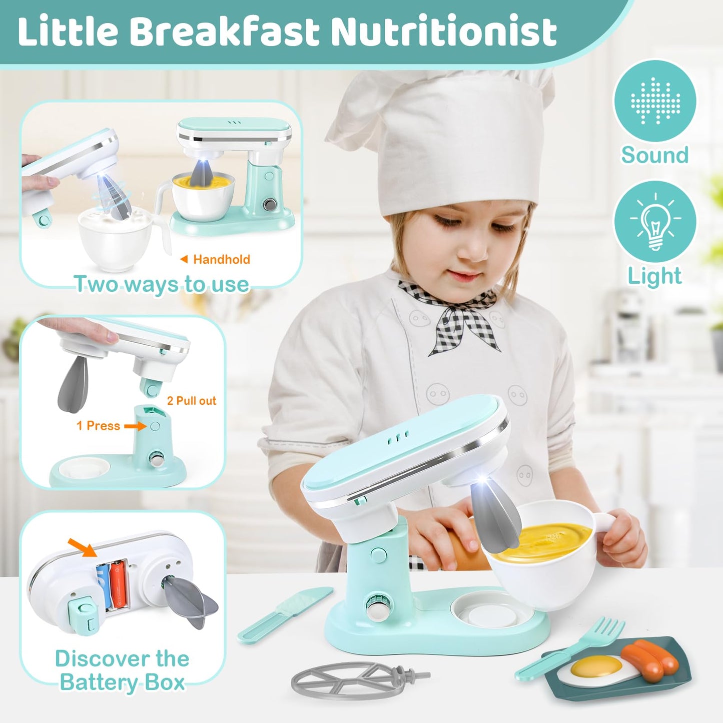 Shemira Play Kitchen Accessories Set – Realistic Coffee Maker, Toaster & More for Kids 3–8