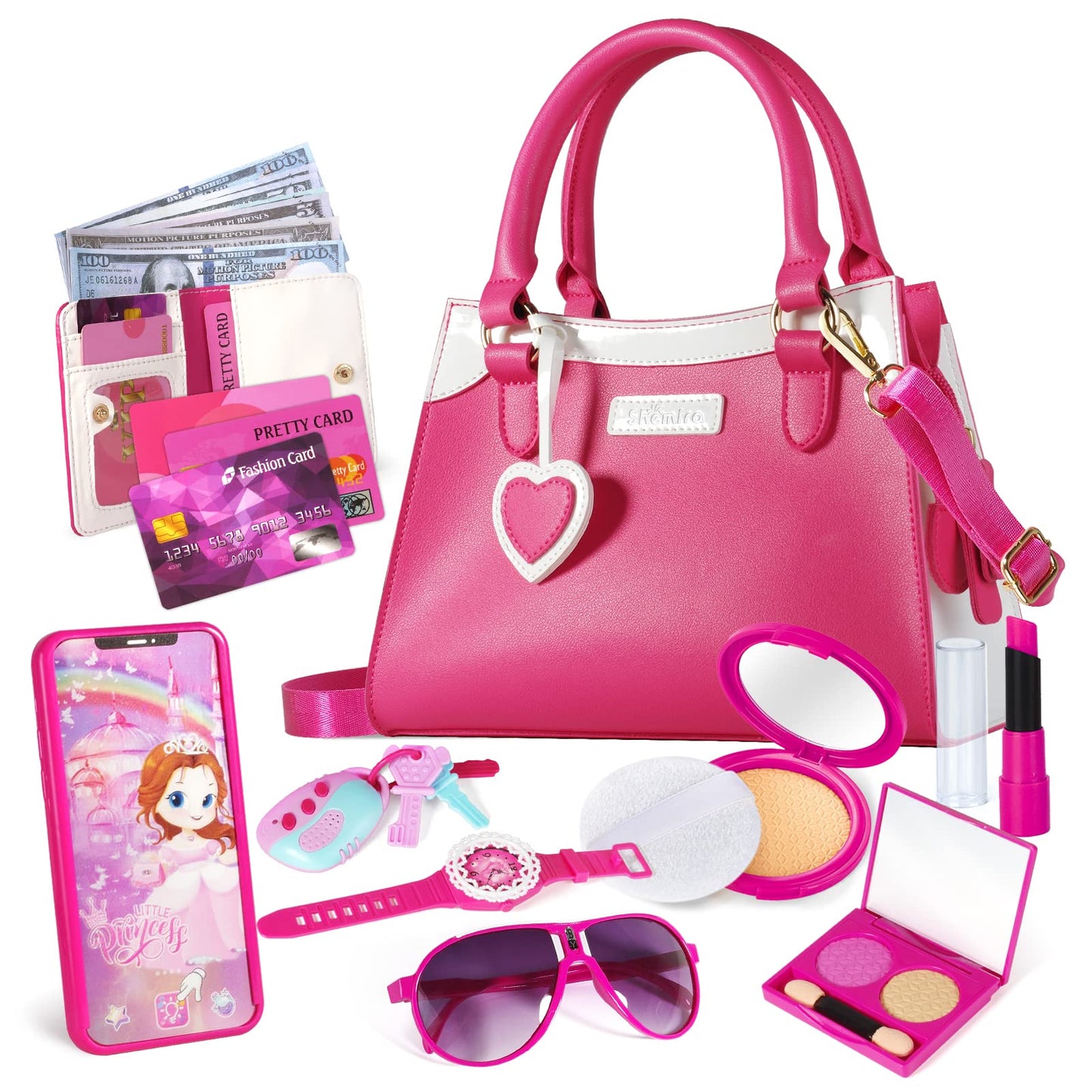 Shemira Play Purse Pink – Princess Pretend Toy Set for Girls Aged 3-8
