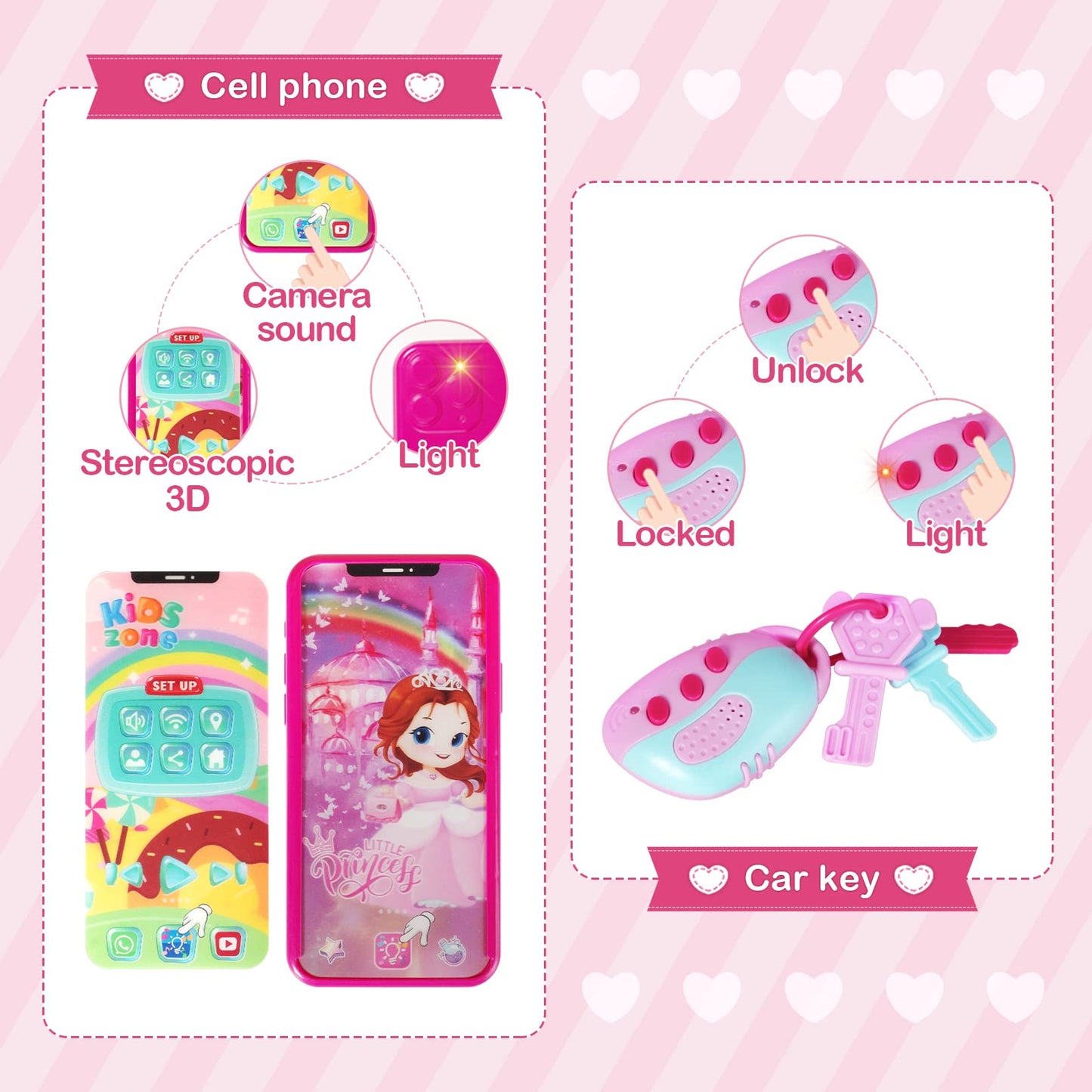 Shemira Play Purse Pink – Princess Pretend Toy Set for Girls Aged 3-8