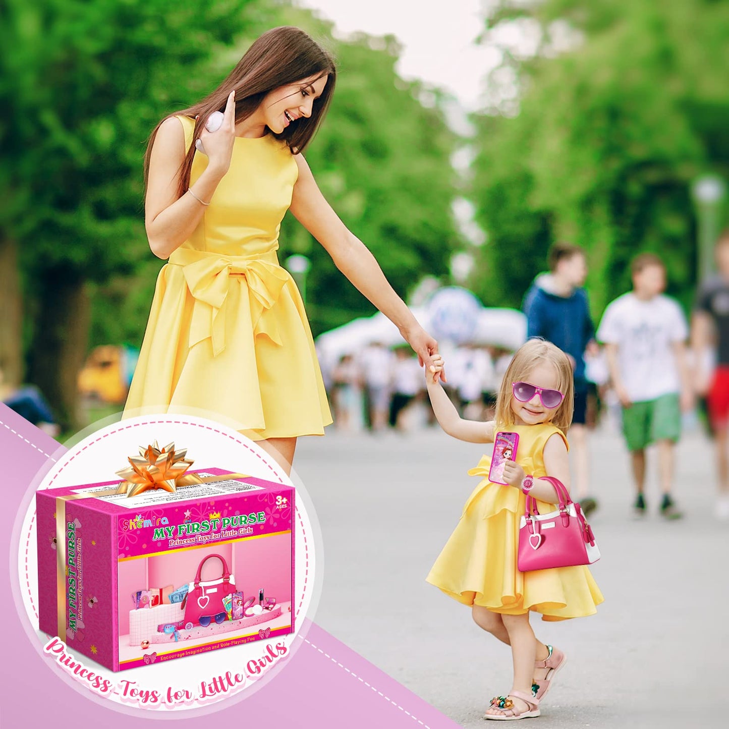 Shemira Play Purse Pink – Princess Pretend Toy Set for Girls Aged 3-8