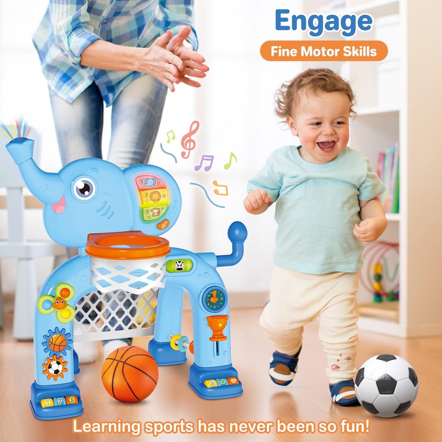 Shemira 2-in-1 Toddler Hoop & Soccer Goal | Lights & Music