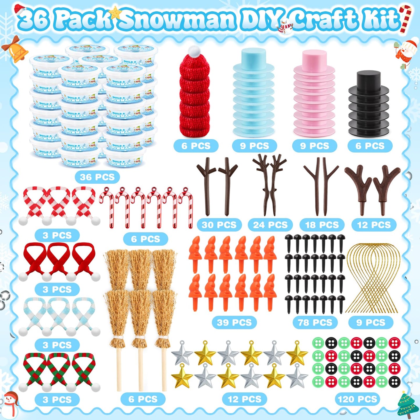 Shemira DIY Snowman Kit – Creative Kids' Christmas Craft & Party Favors
