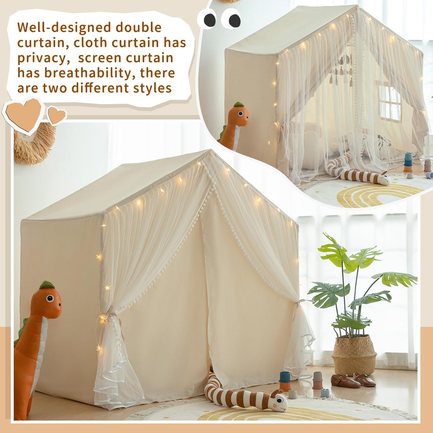 Sherilyn Kids Play Tent with Padded Mat – Large Indoor Princess Castle Playhouse