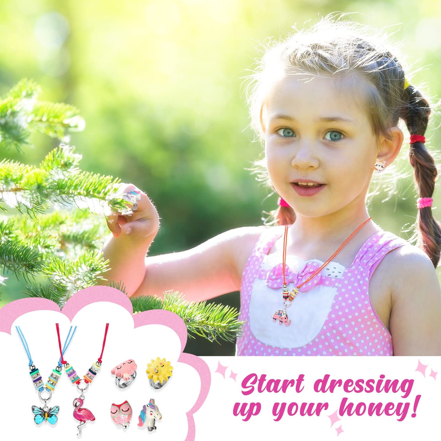Sherr 70-Piece Kids Jewelry Set: Unicorn & Mermaid Adjustable Bracelets, Necklaces, Rings & Earrings