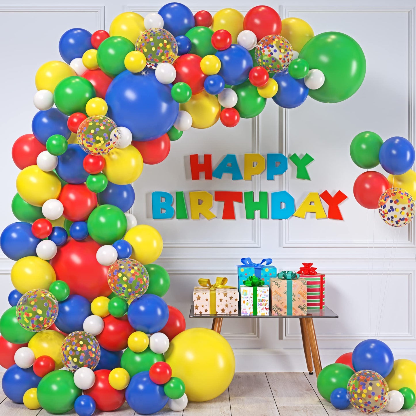 SHERYL DECOR All-in-1 Balloon Arch Kit & Garland – Primary Colors