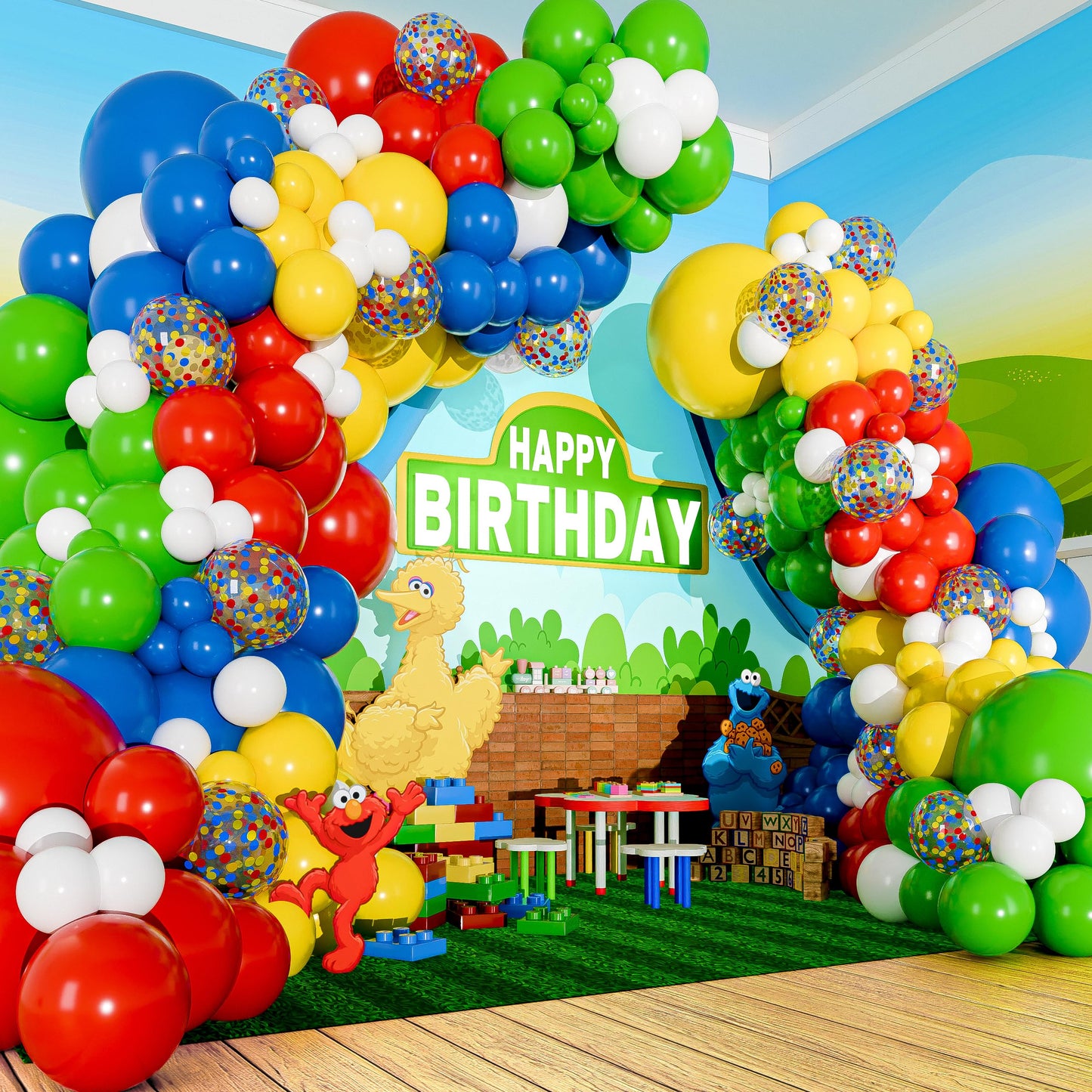 SHERYL DECOR All-in-1 Balloon Arch Kit & Garland – Primary Colors