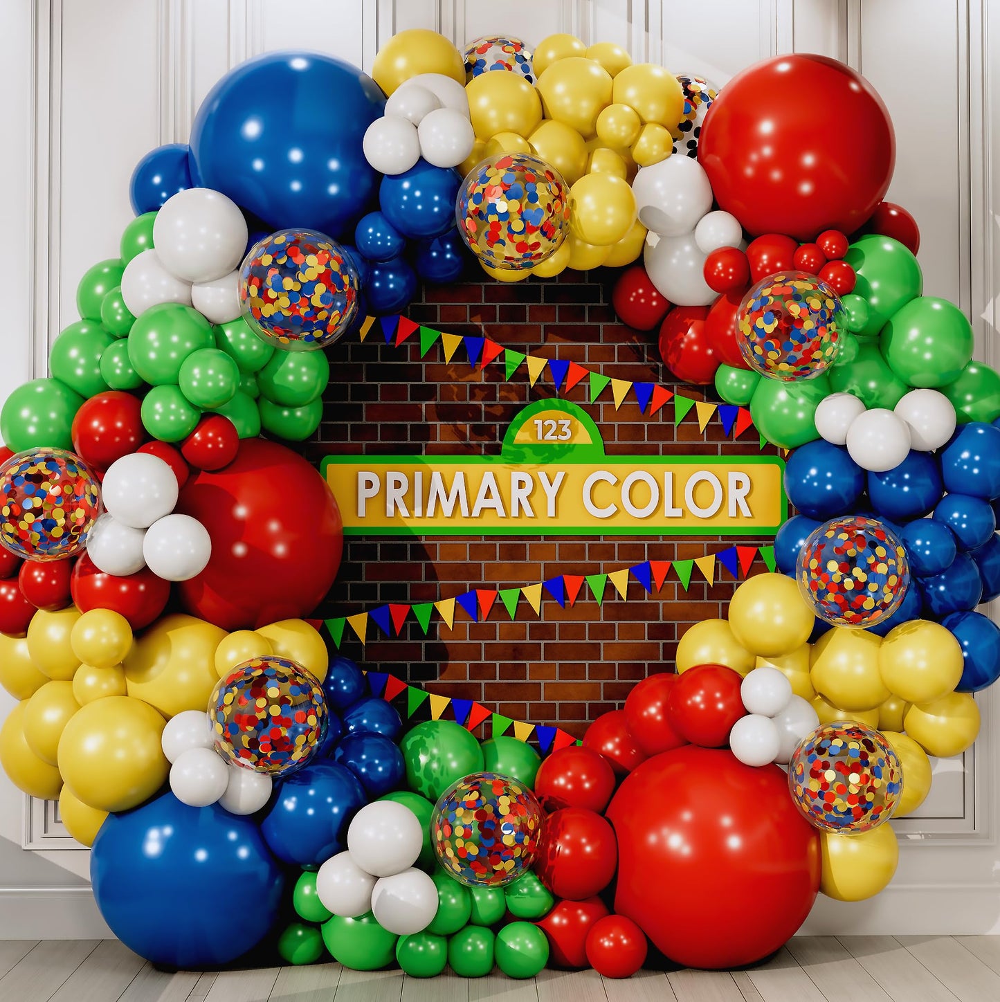 SHERYL DECOR All-in-1 Balloon Arch Kit & Garland – Primary Colors
