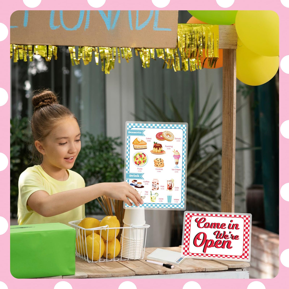 SHIQIKEJIPTY Diner Restaurant Play Set – 2 Double-Sided Menus & Receipt Book