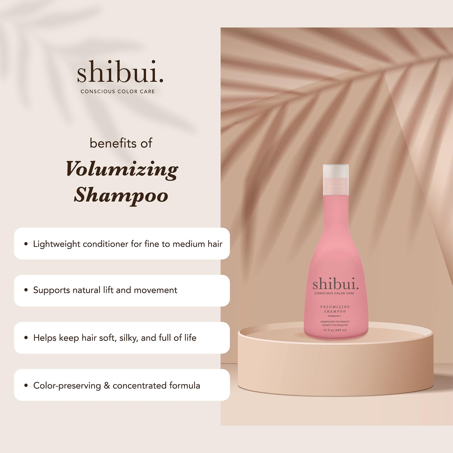 SHIBUI Volumizing Shampoo – Spirulina & Cucumber Extract for Fine Hair, Color-Safe, 12 Fl Oz