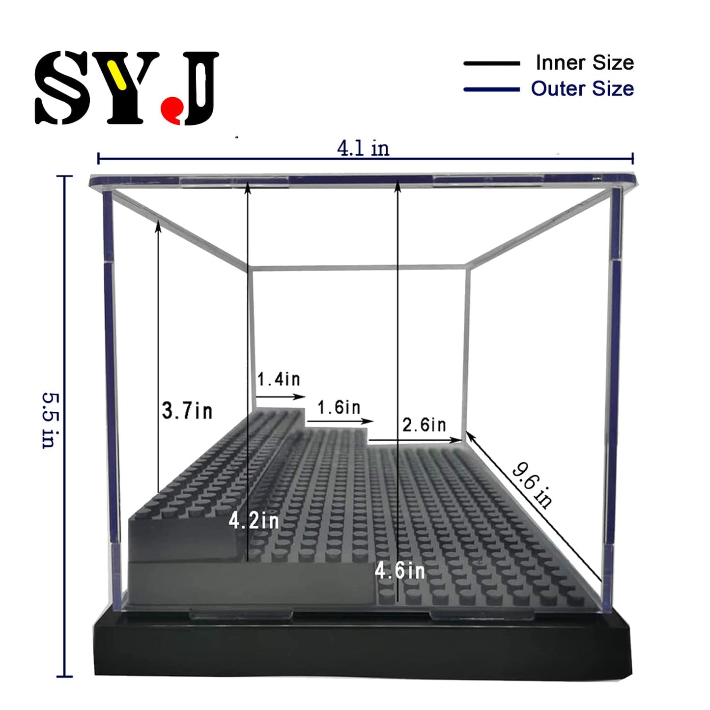 SHIYIJIA Acrylic Display Case for Figures – Dustproof 360° Display with Building Base (Black)