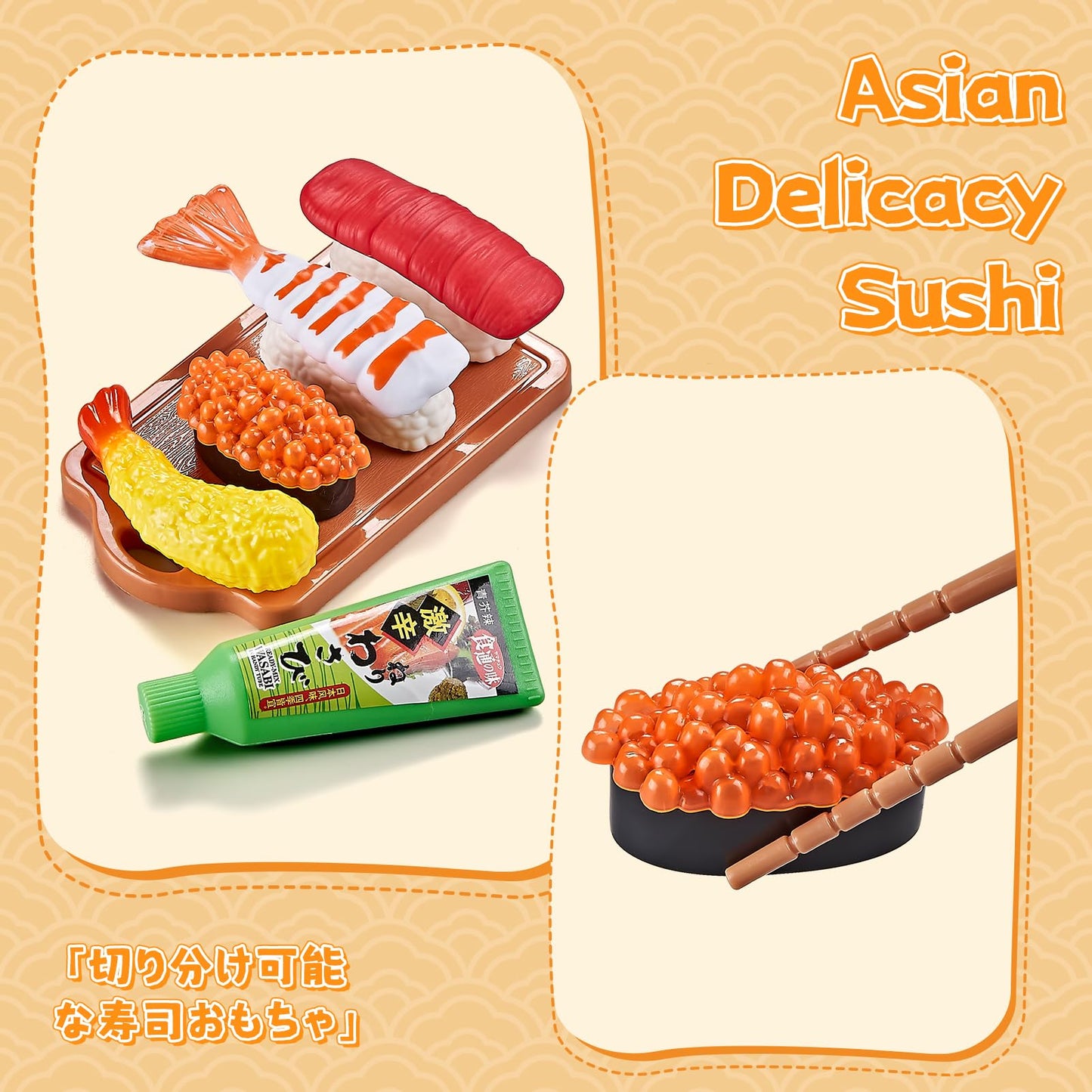 Shimfun Play Food Sets for Kids Kitchen - Global Cuisine Toddler Pretend Food with 2 Baskets