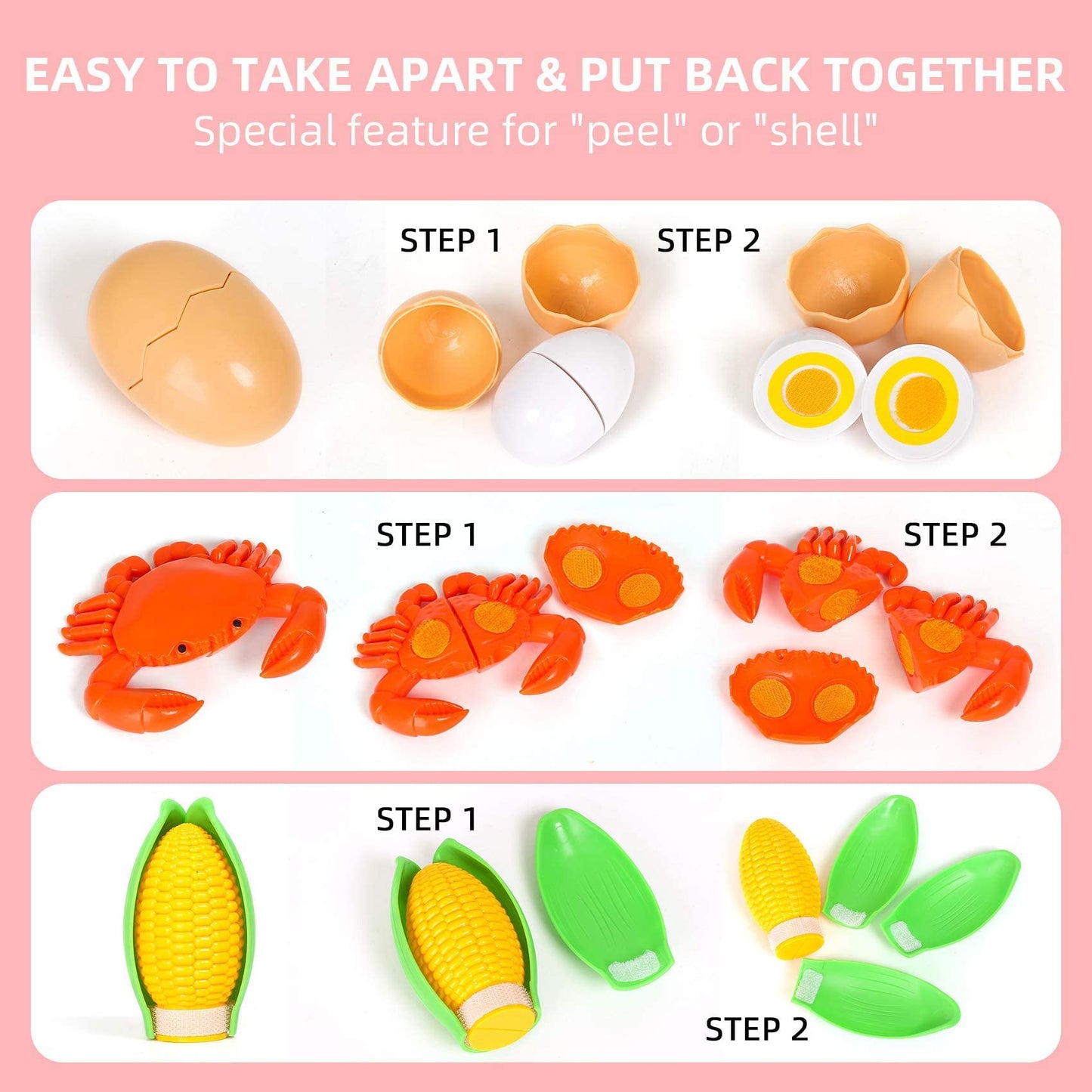 Shimirth 67pc Pretend Play Food Set for Kids – Kitchen Toys, Fruits & Veg, Pizza Toy