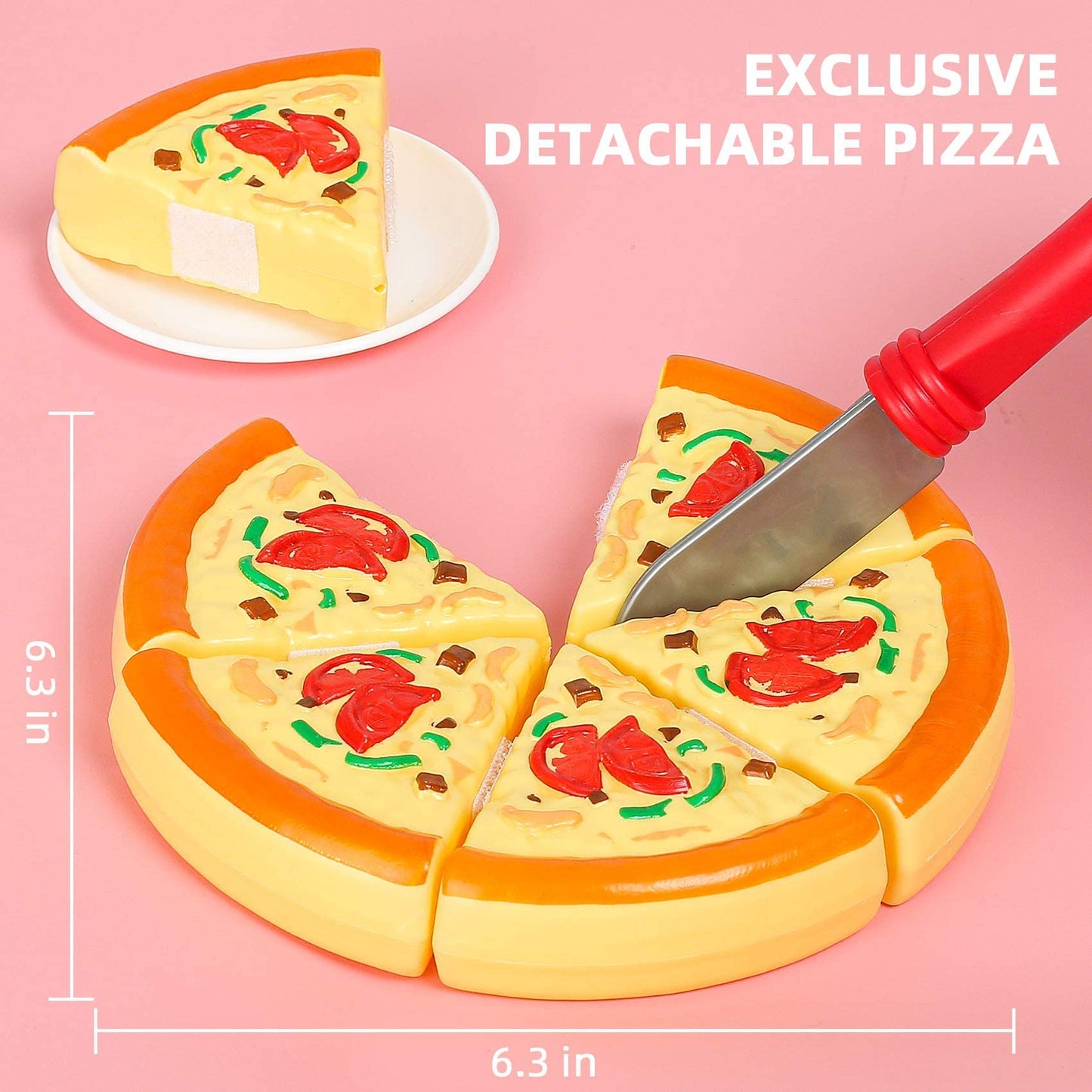 Shimirth 67pc Pretend Play Food Set for Kids – Kitchen Toys, Fruits & Veg, Pizza Toy