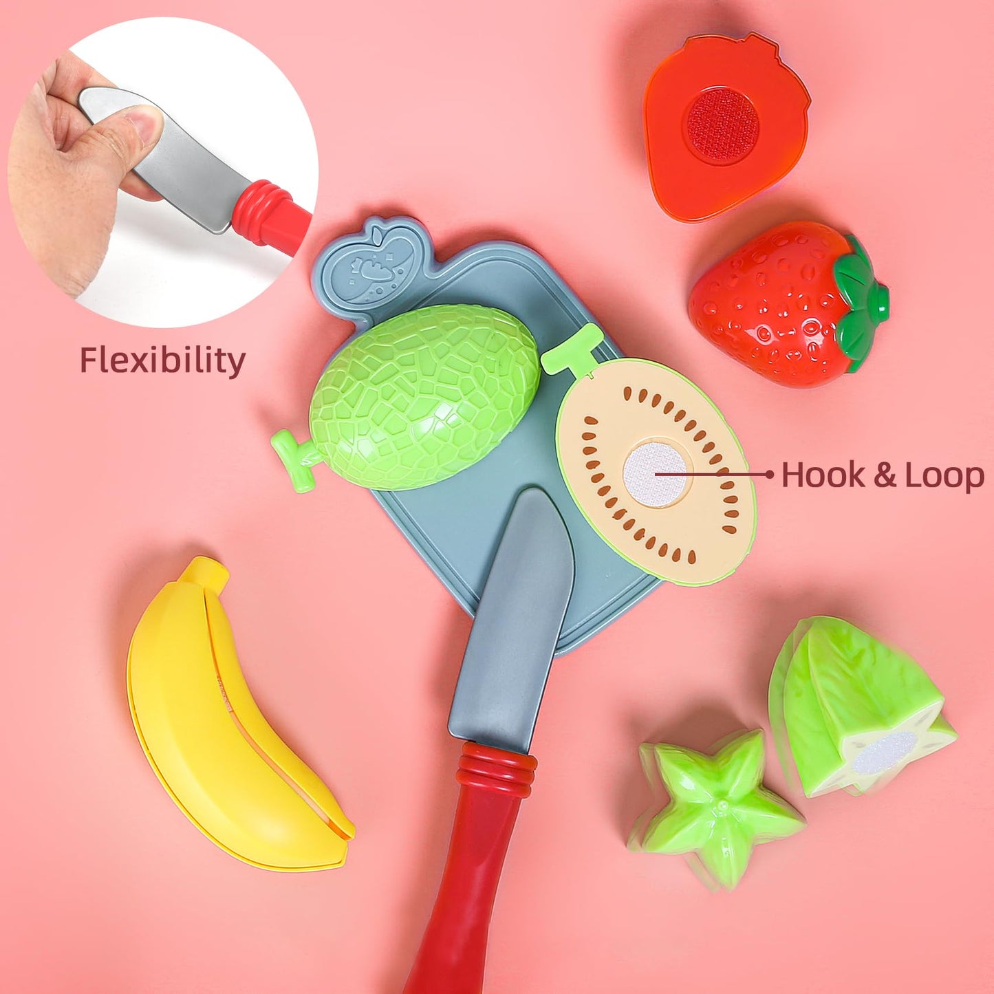 Shimirth 67pc Pretend Play Food Set for Kids – Kitchen Toys, Fruits & Veg, Pizza Toy