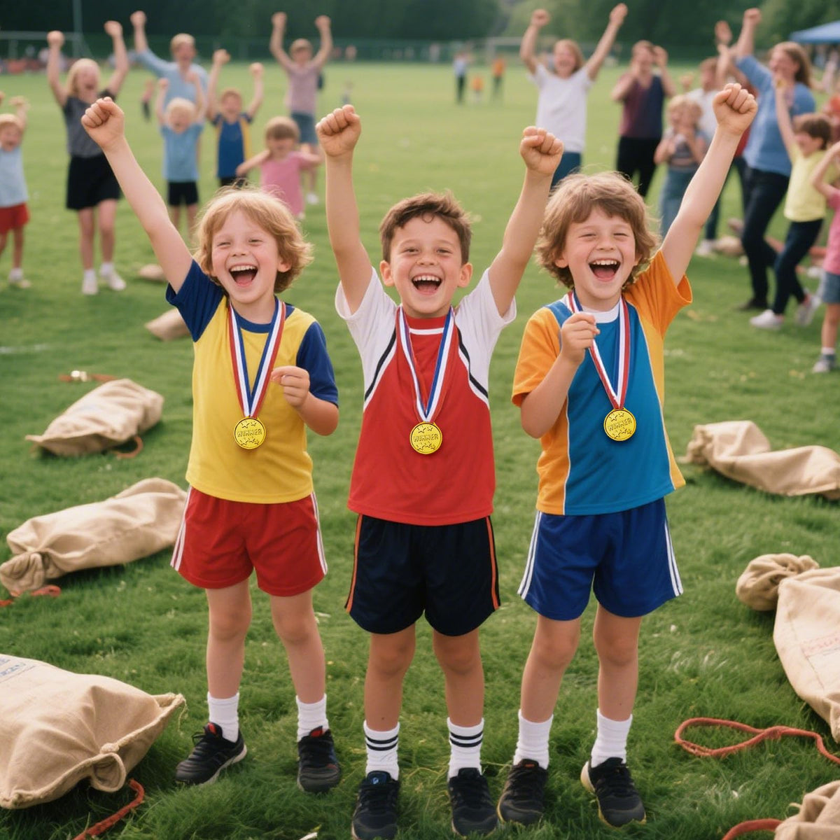 Shindel 24PCS Gold Medals – Durable Plastic with Ribbons for Kids and All-Ages Awards
