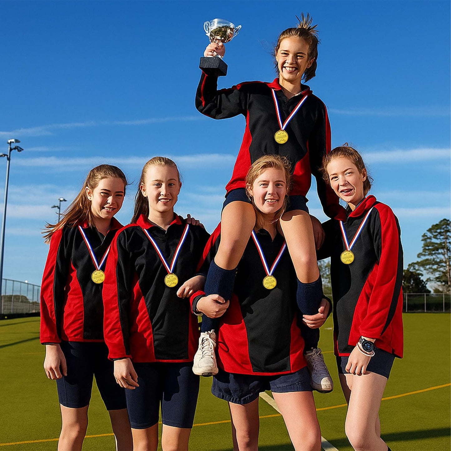Shindel 24PCS Gold Medals – Durable Plastic with Ribbons for Kids and All-Ages Awards