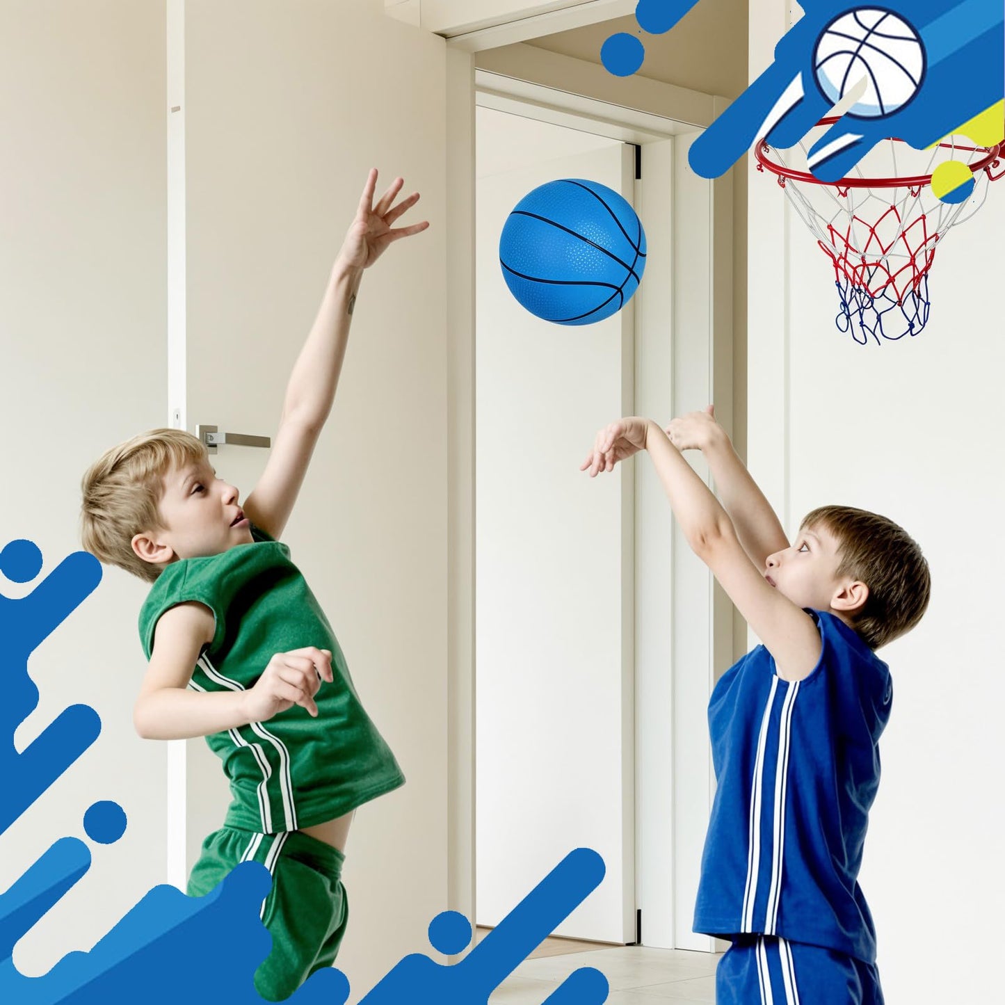 Shindel Mini Basketballs 6-Pack (6.3 in) with Pump – Indoor, Outdoor & Pool Play