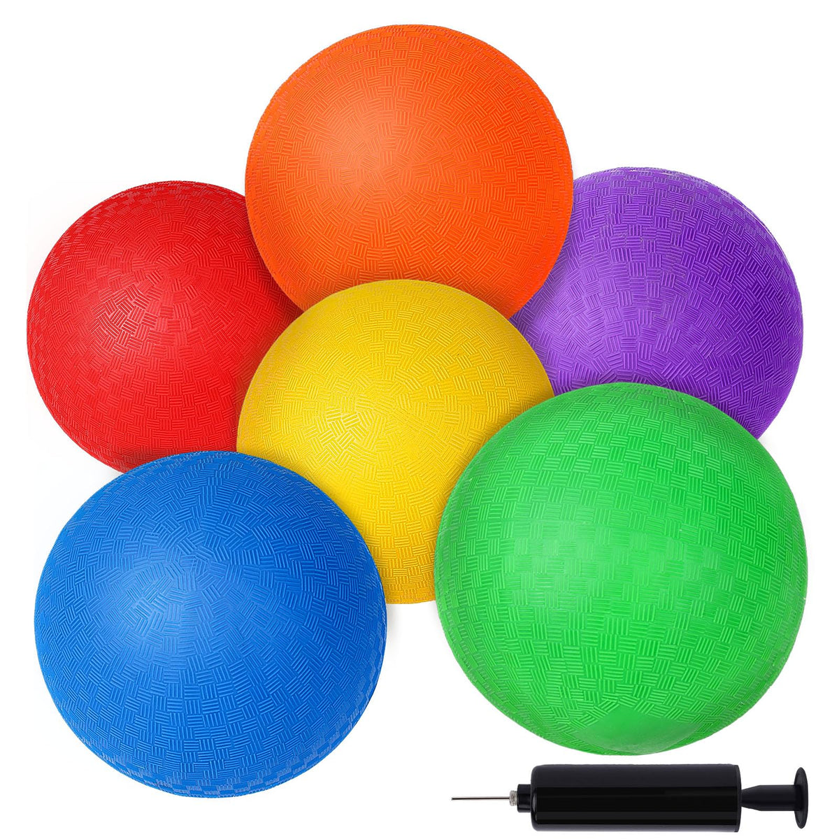 Shindel 6PCS Playground Ball with Air Pump – 5-Inch Inflatable Dodge Ball for Kids