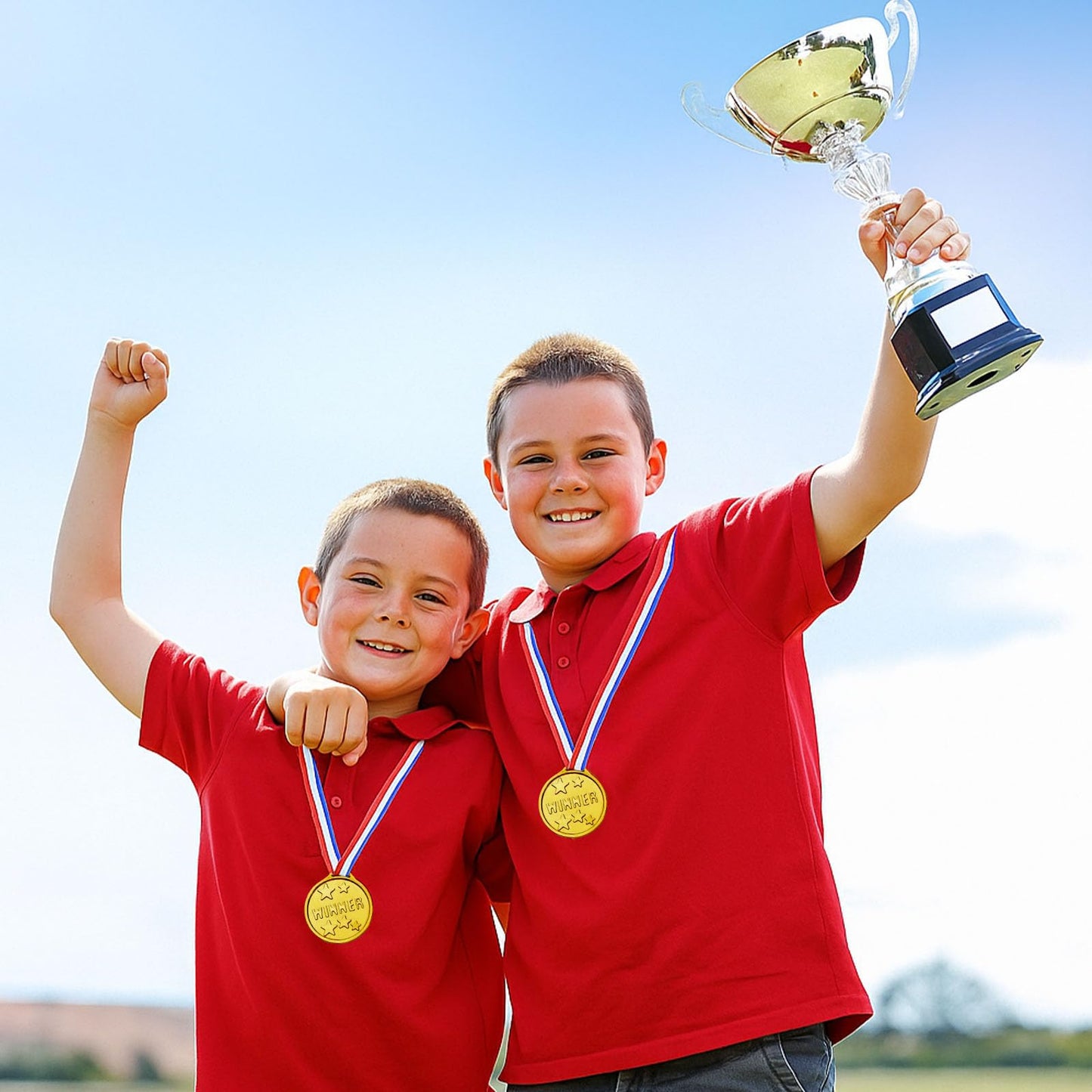 Shindel 24PCS Gold Medals – Durable Plastic with Ribbons for Kids and All-Ages Awards