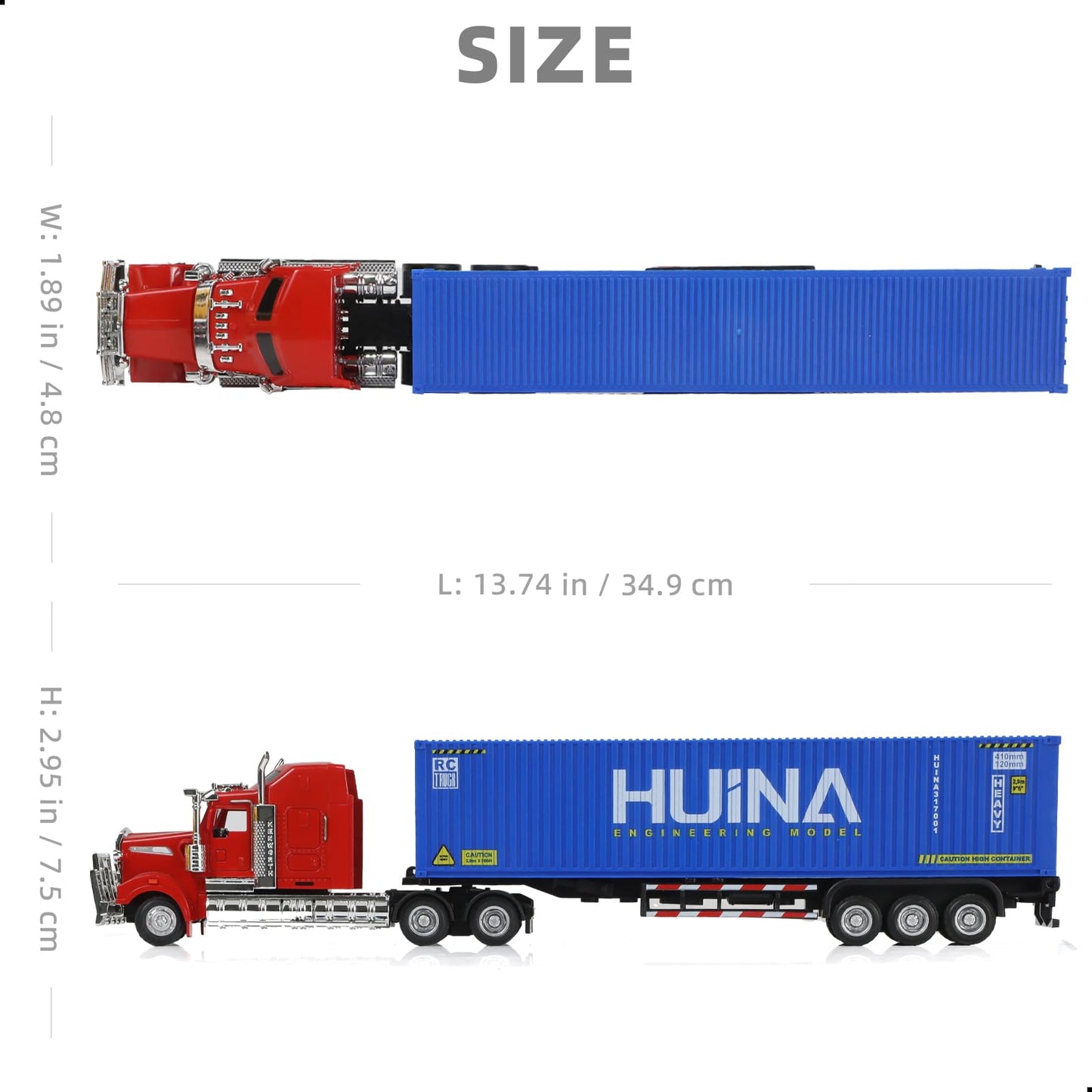 SHINESIGNAL 1/50 Kenworth W900 Diecast Truck with Container Trailer