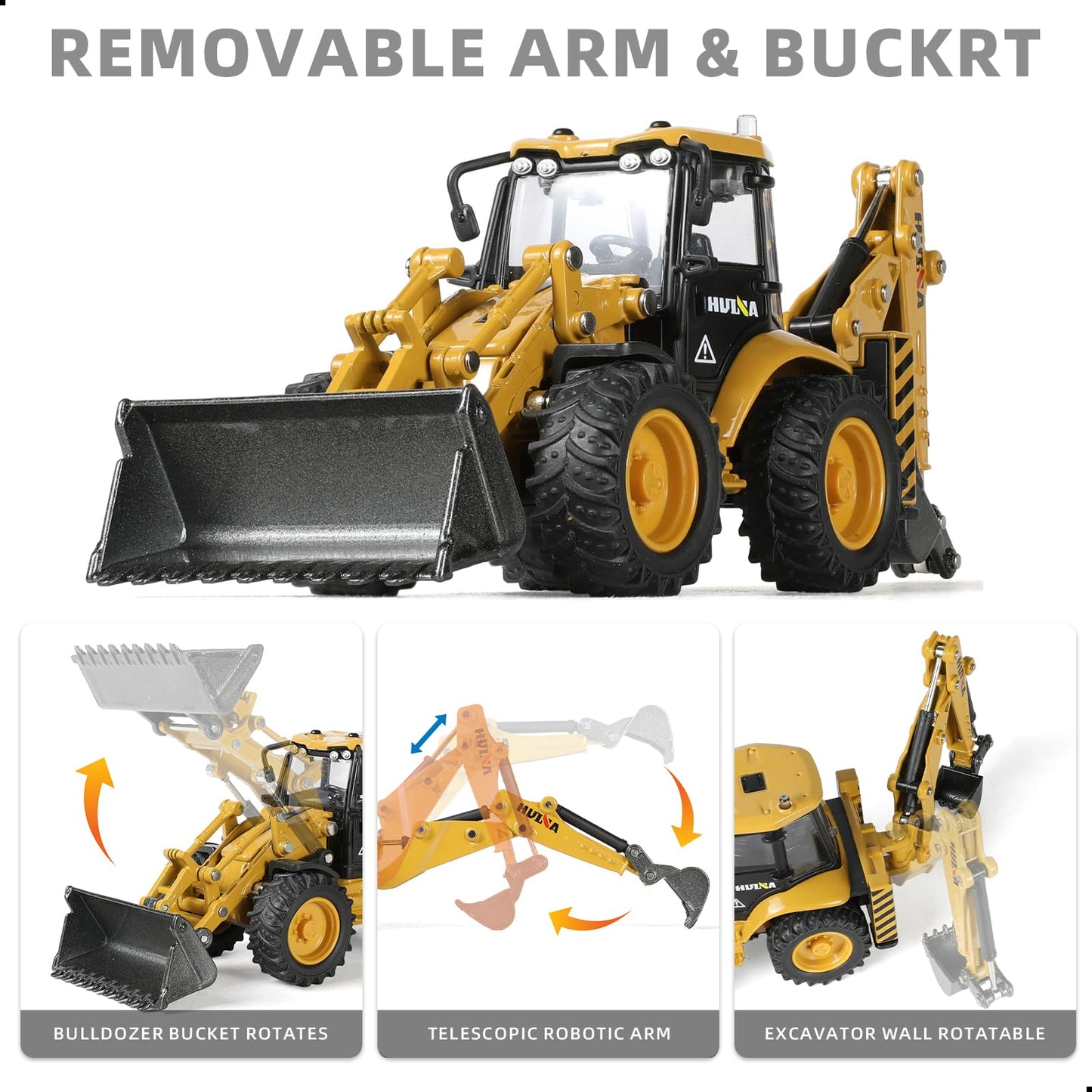 SHINESIGNAL Excavator Backhoe Toys – 1/50 Die-Cast Metal Construction Vehicle for Kids