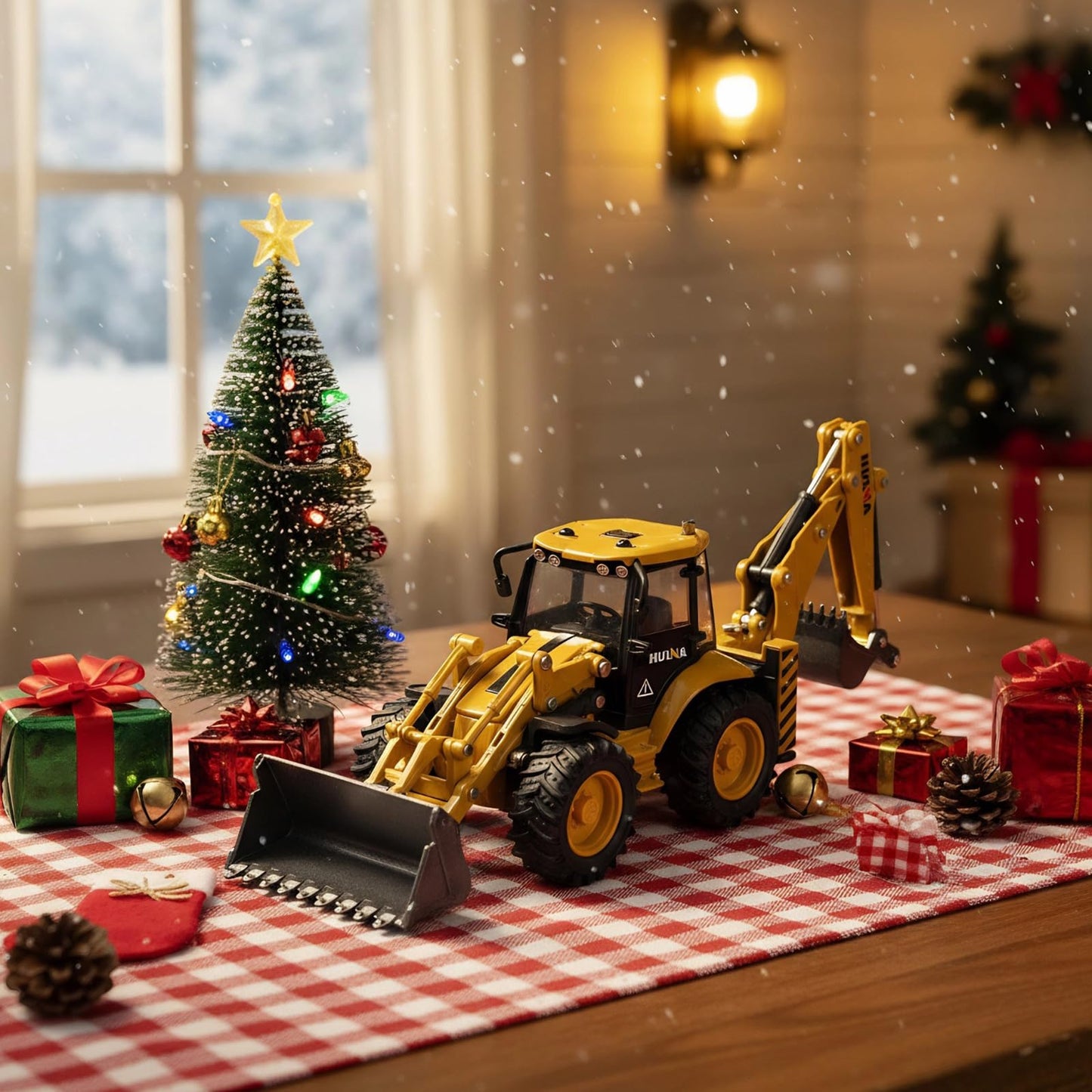 SHINESIGNAL Excavator Backhoe Toys – 1/50 Die-Cast Metal Construction Vehicle for Kids