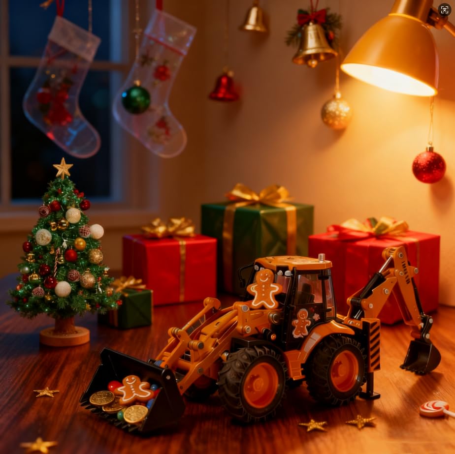 SHINESIGNAL Excavator Backhoe Toys – 1/50 Die-Cast Metal Construction Vehicle for Kids