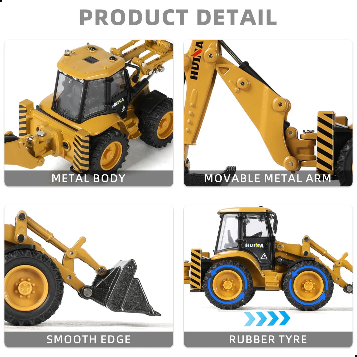 SHINESIGNAL Excavator Backhoe Toys – 1/50 Die-Cast Metal Construction Vehicle for Kids