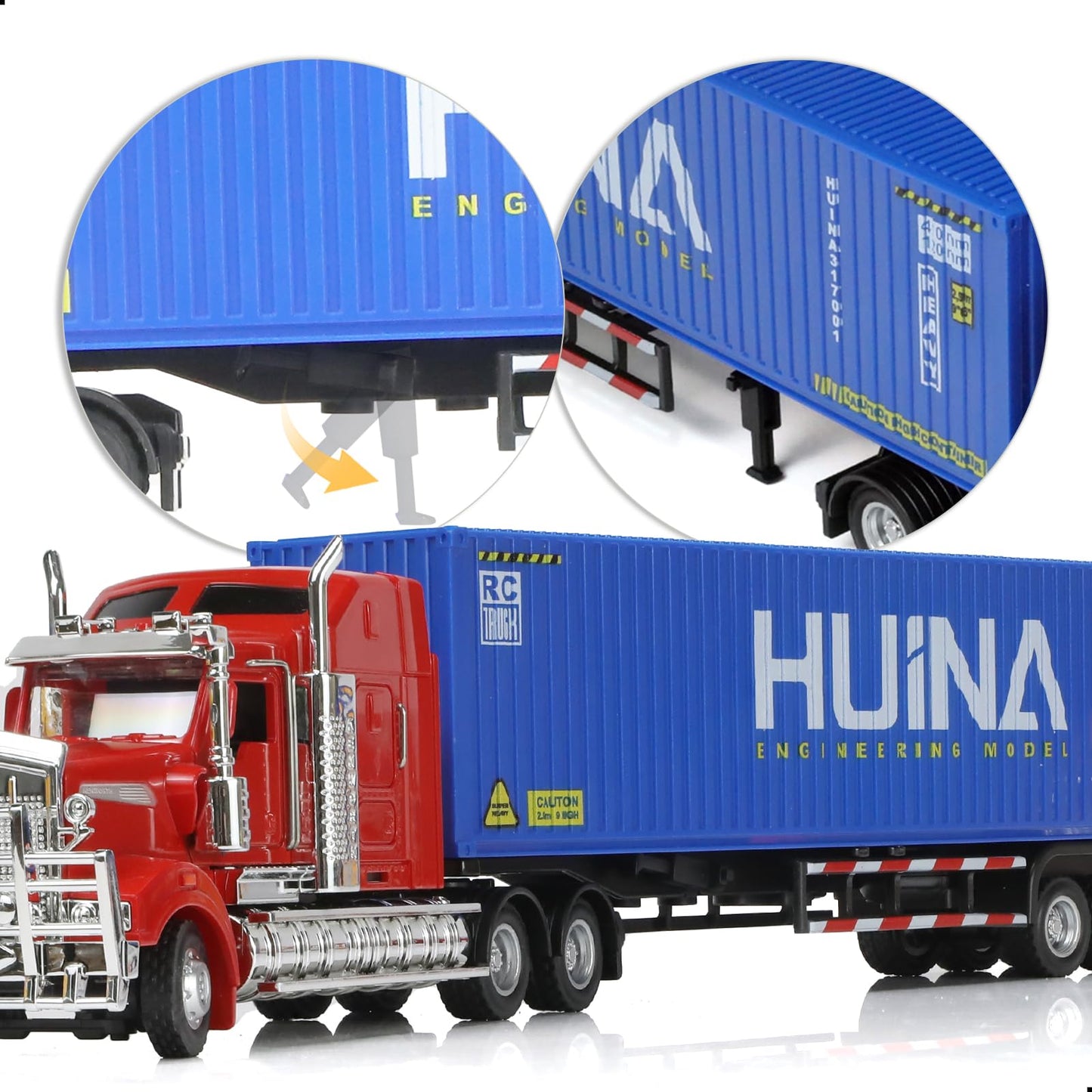 SHINESIGNAL 1/50 Kenworth W900 Diecast Truck with Container Trailer