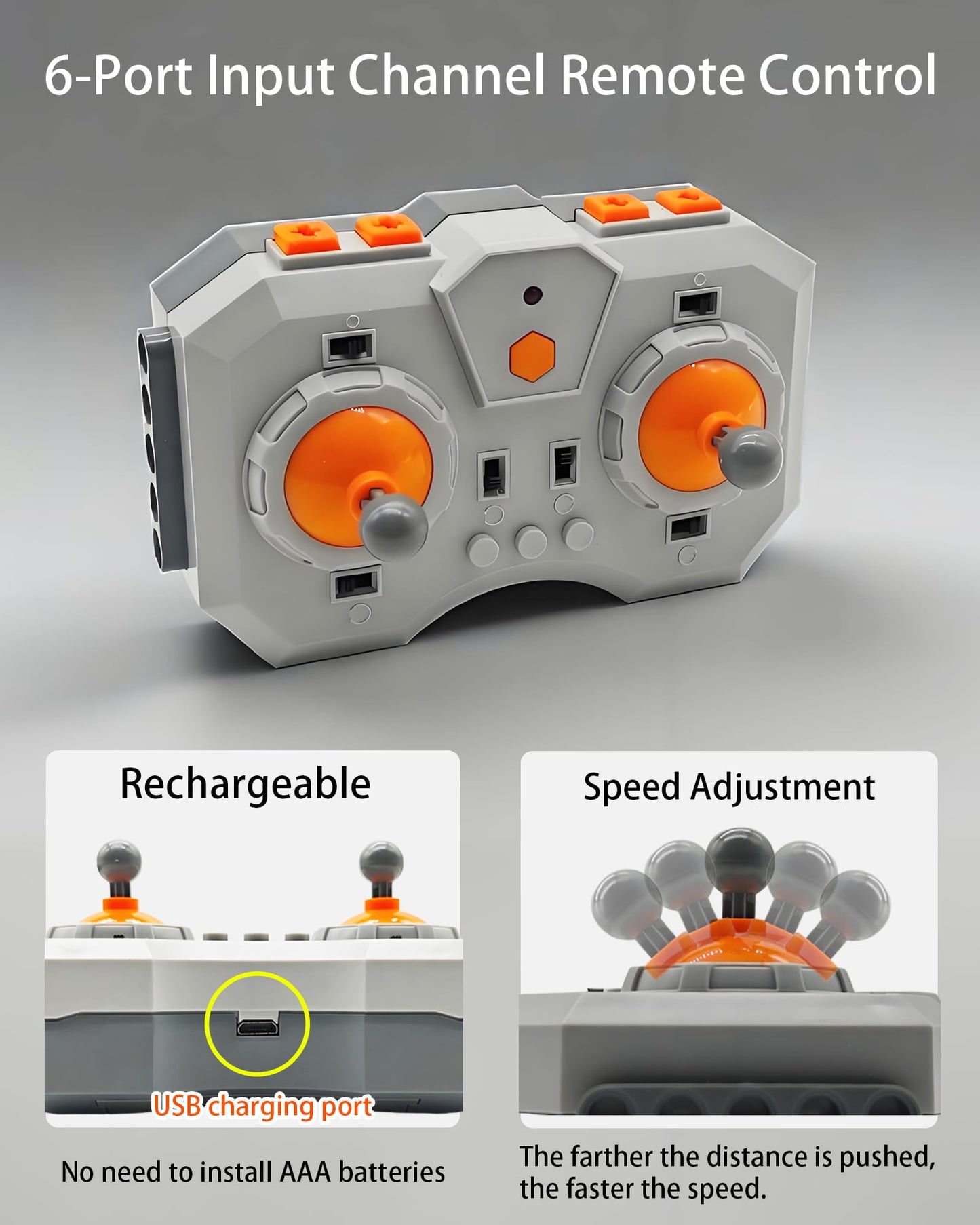 SHINTACRY Power Functions RC Kit | 6-Channel Remote, Rechargeable Battery Box, Programmable MOC