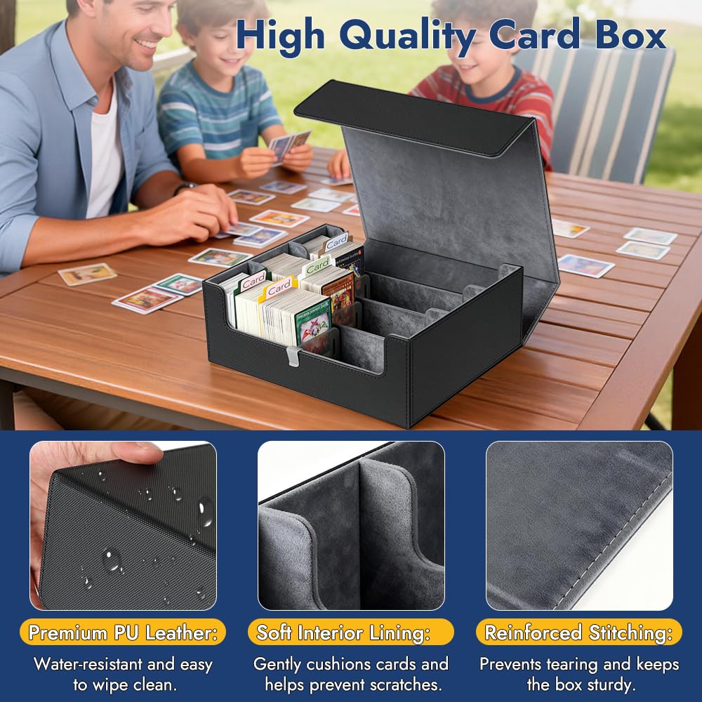 Shintop Card Storage Box – 1800+ Cards, Magnetic Closure, 24 Dividers, 30 Labels, 3 Supports